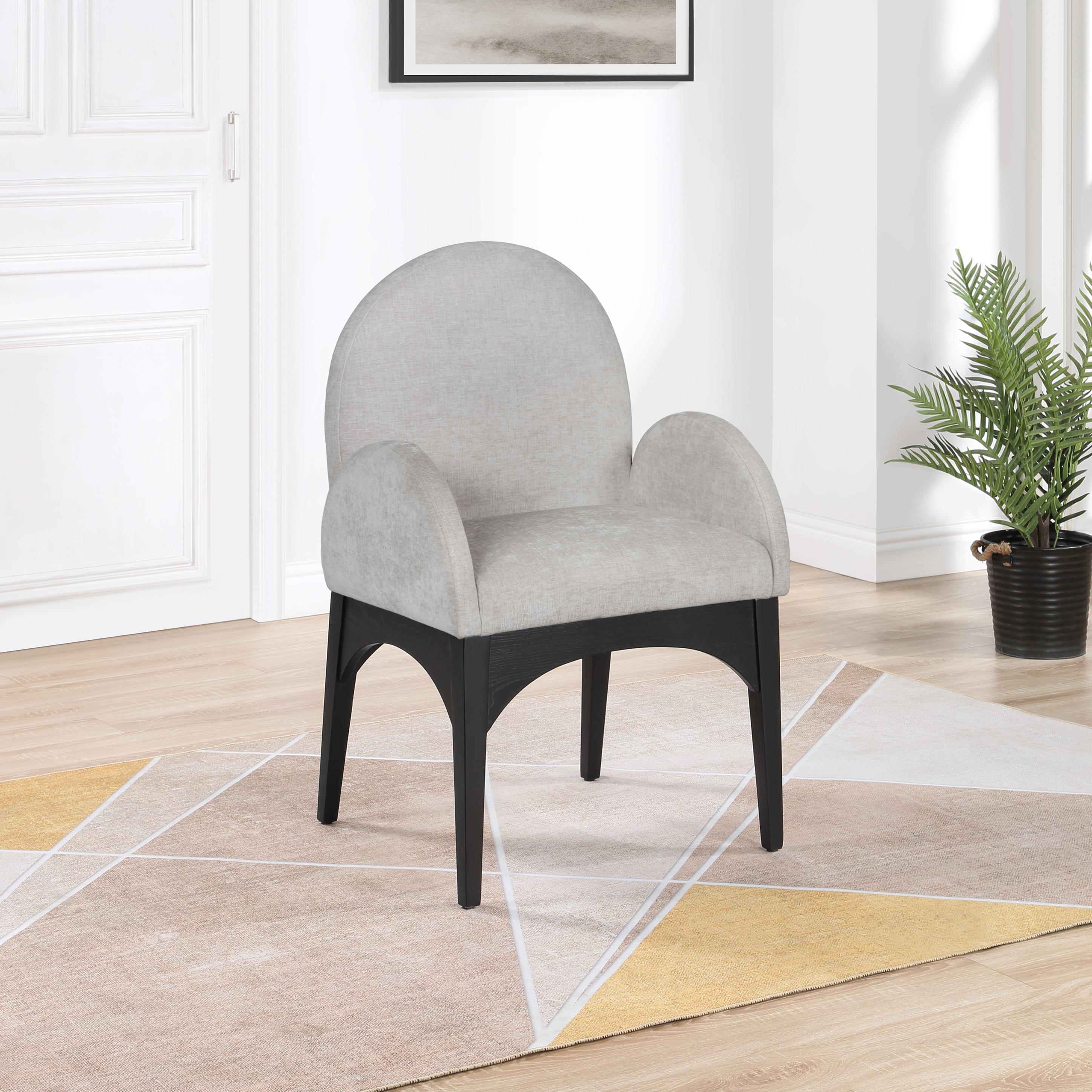 Meridian Waldorf Grey Chenille Fabric Dining Chair