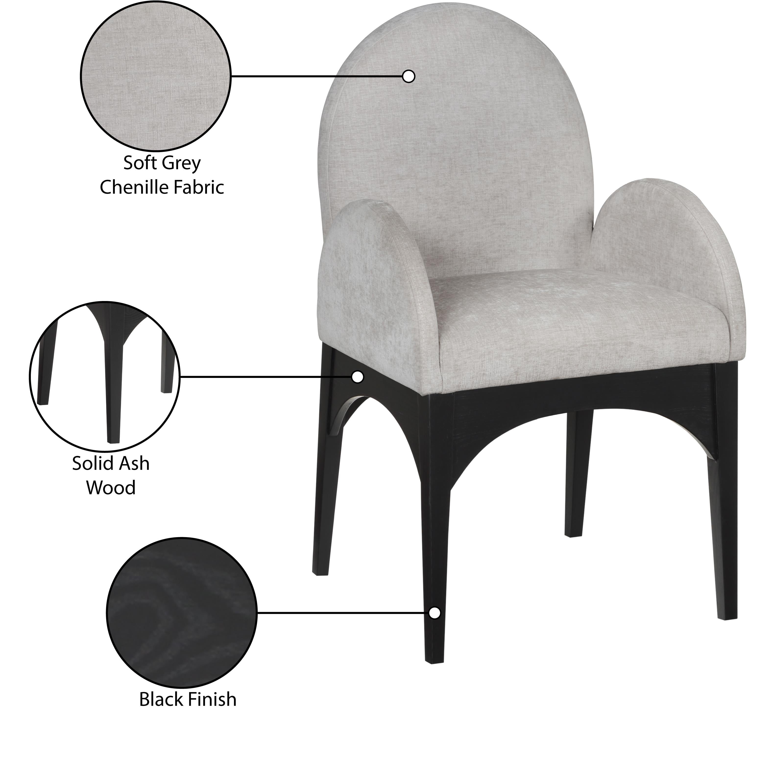 Meridian Waldorf Grey Chenille Fabric Dining Chair