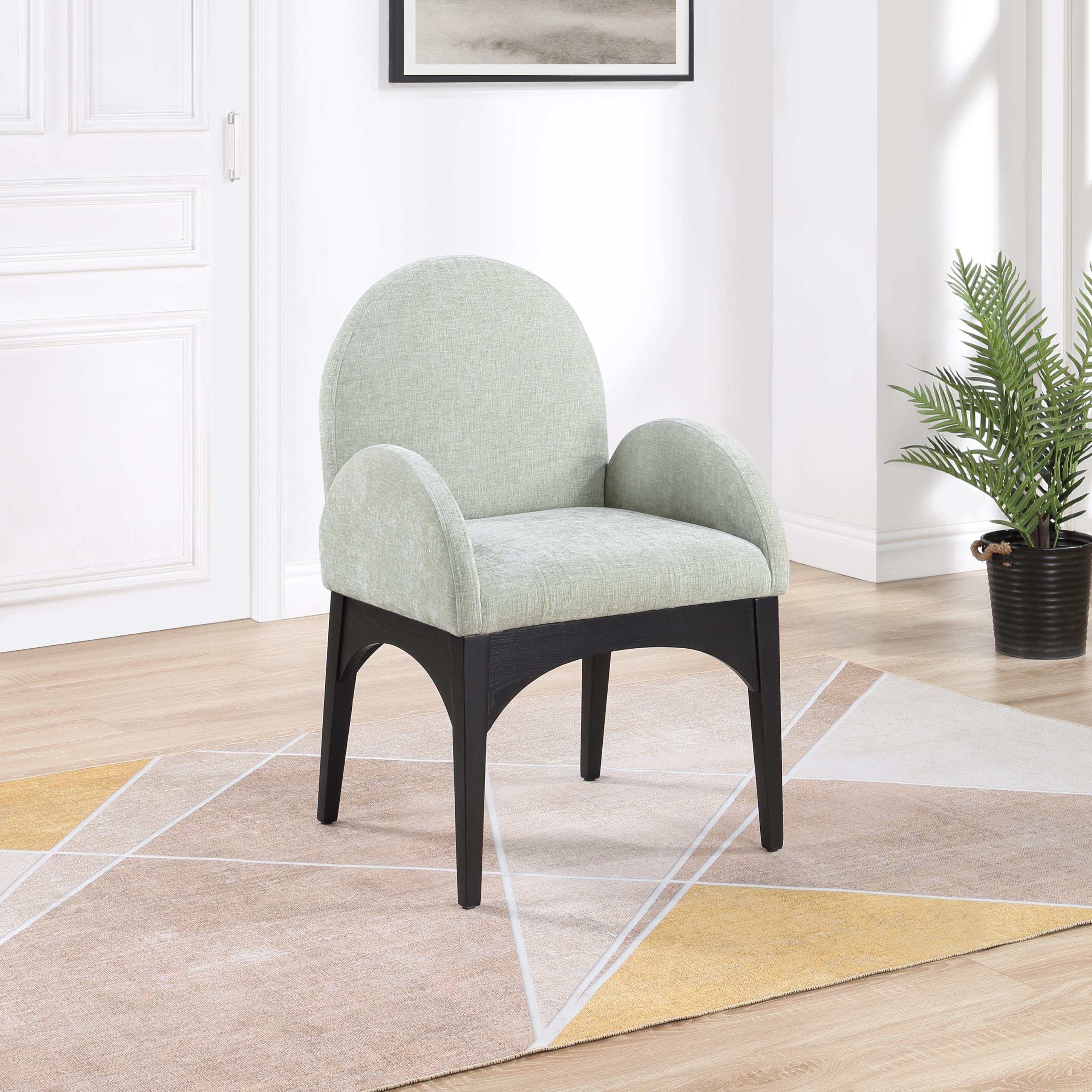 Meridian Waldorf Mint Chenille Fabric Dining Chair