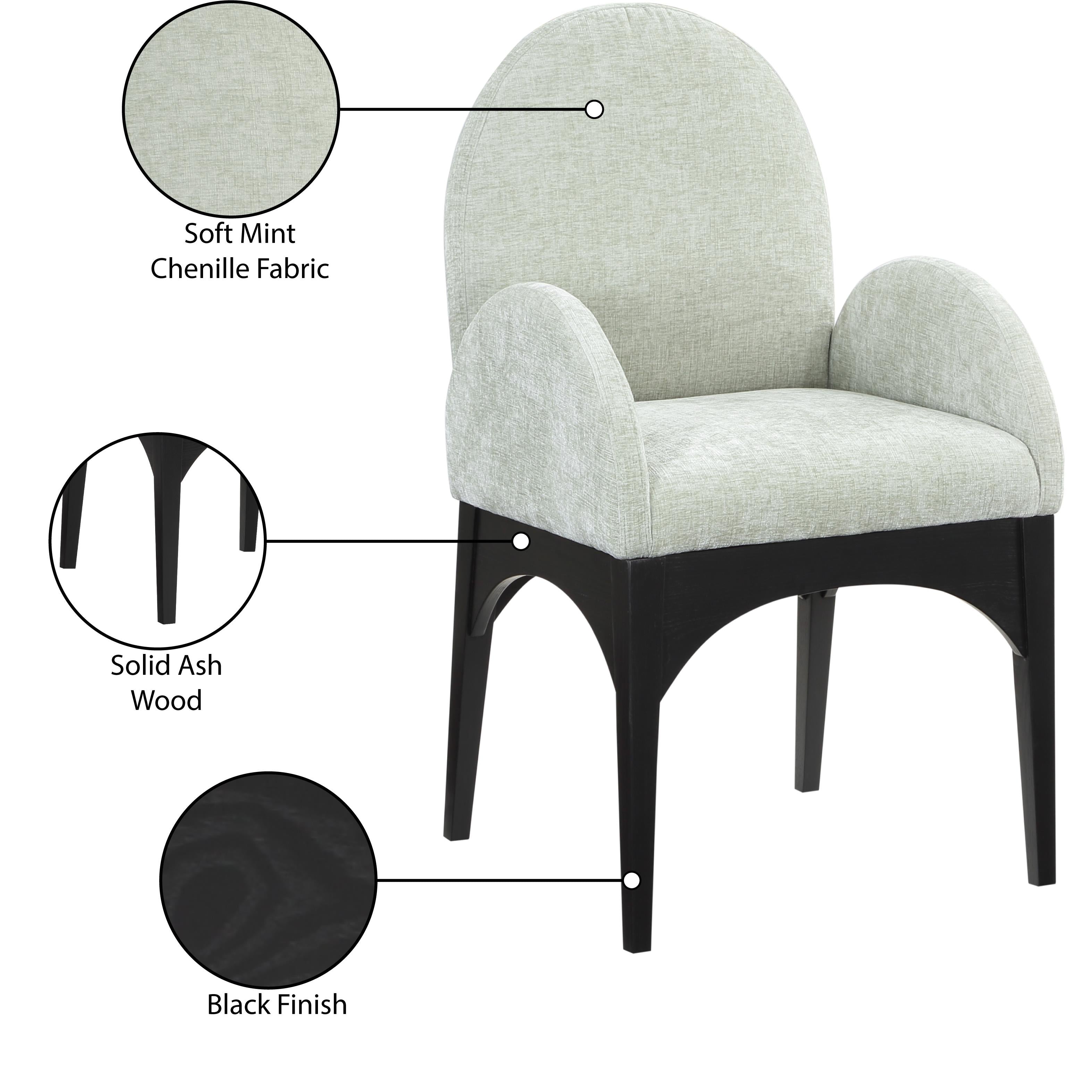 Meridian Waldorf Mint Chenille Fabric Dining Chair