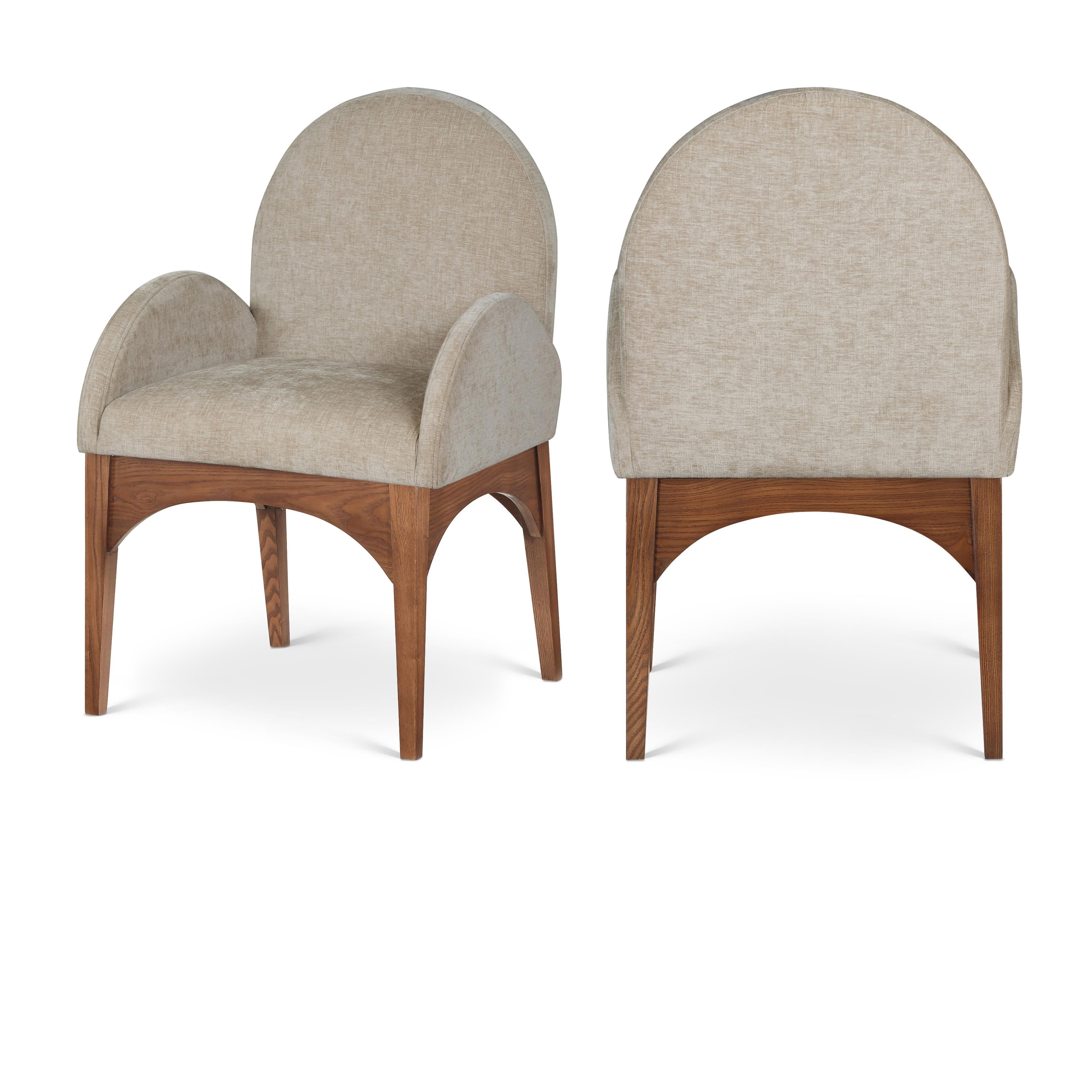 Meridian Waldorf Beige Chenille Fabric Dining Chair