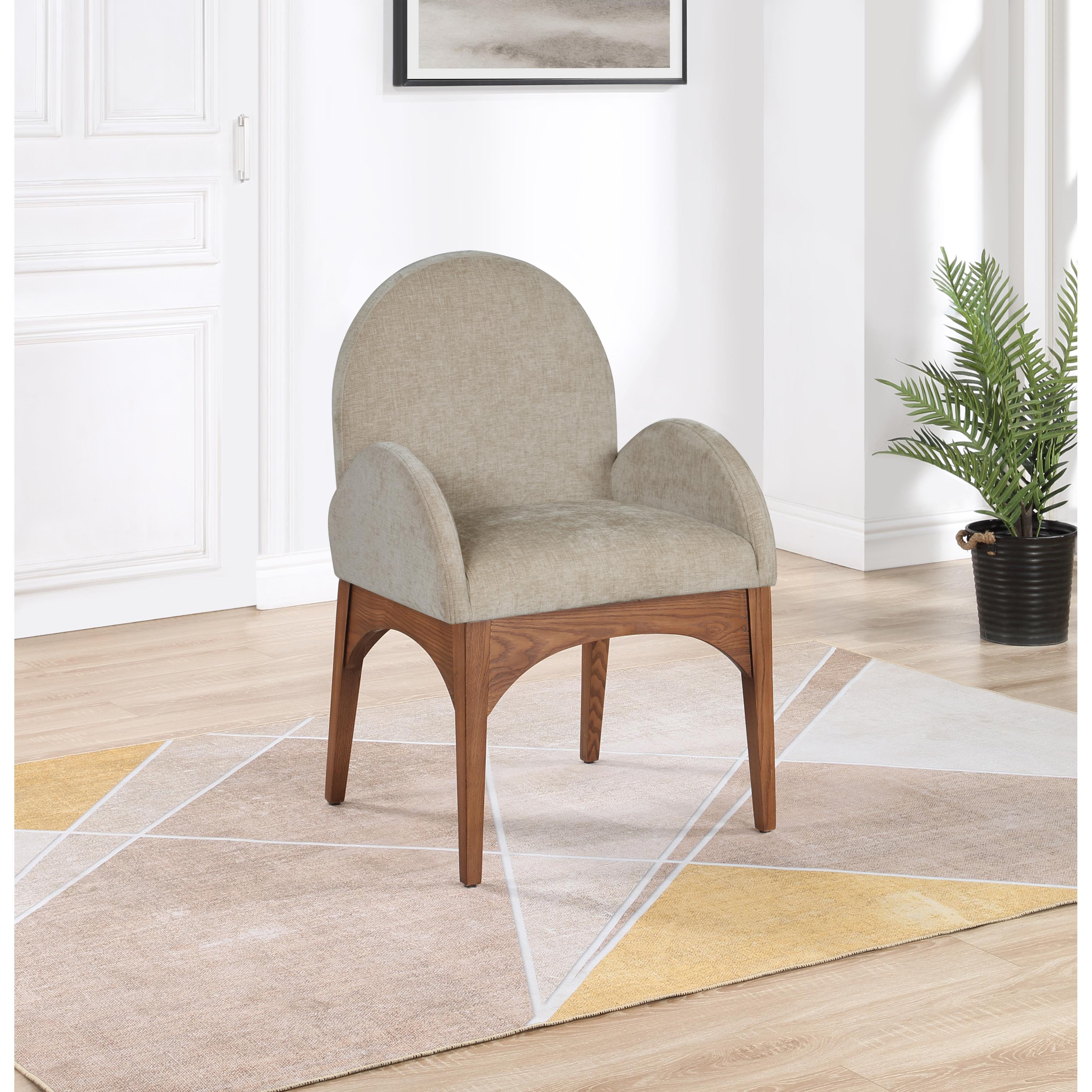 Meridian Waldorf Beige Chenille Fabric Dining Chair