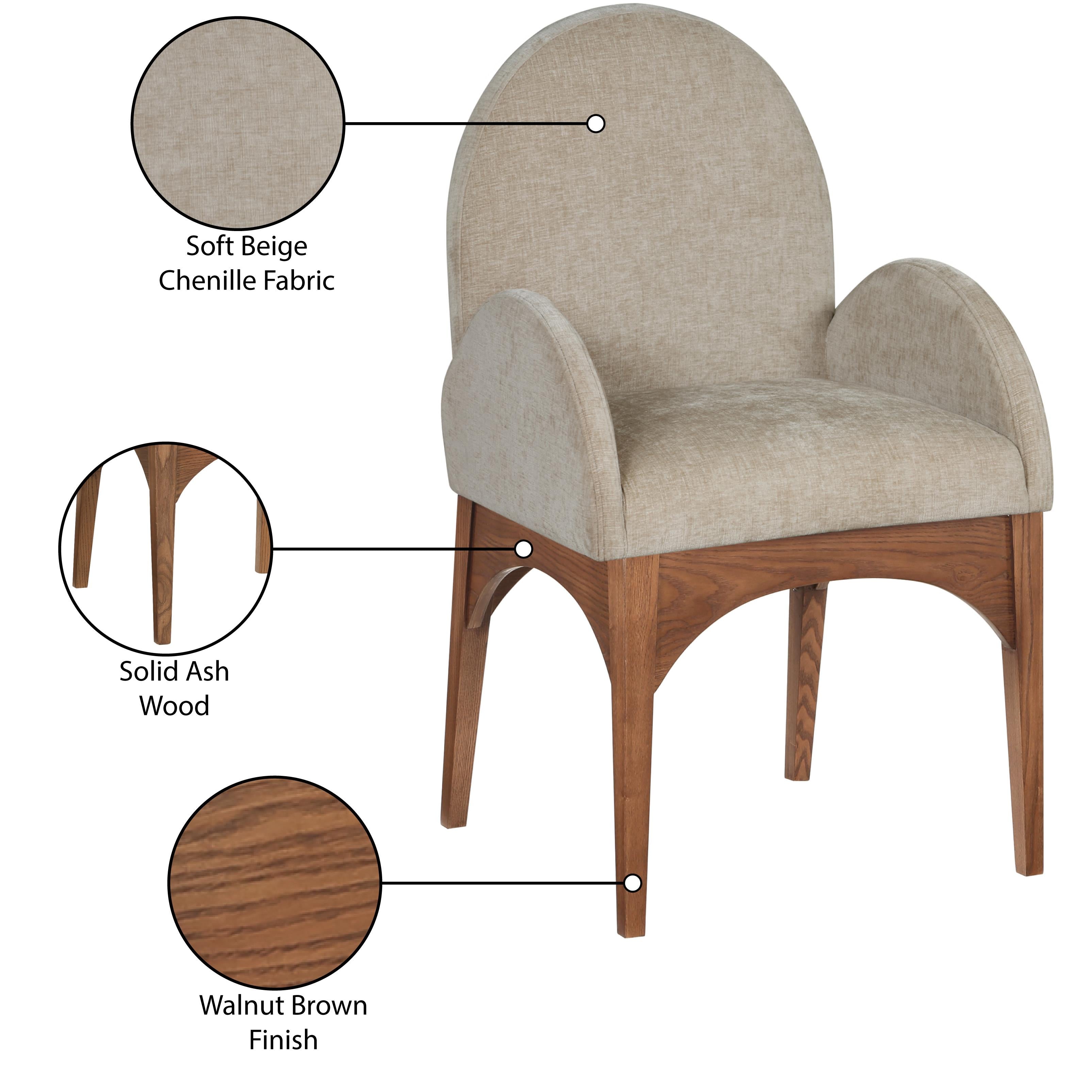 Meridian Waldorf Beige Chenille Fabric Dining Chair