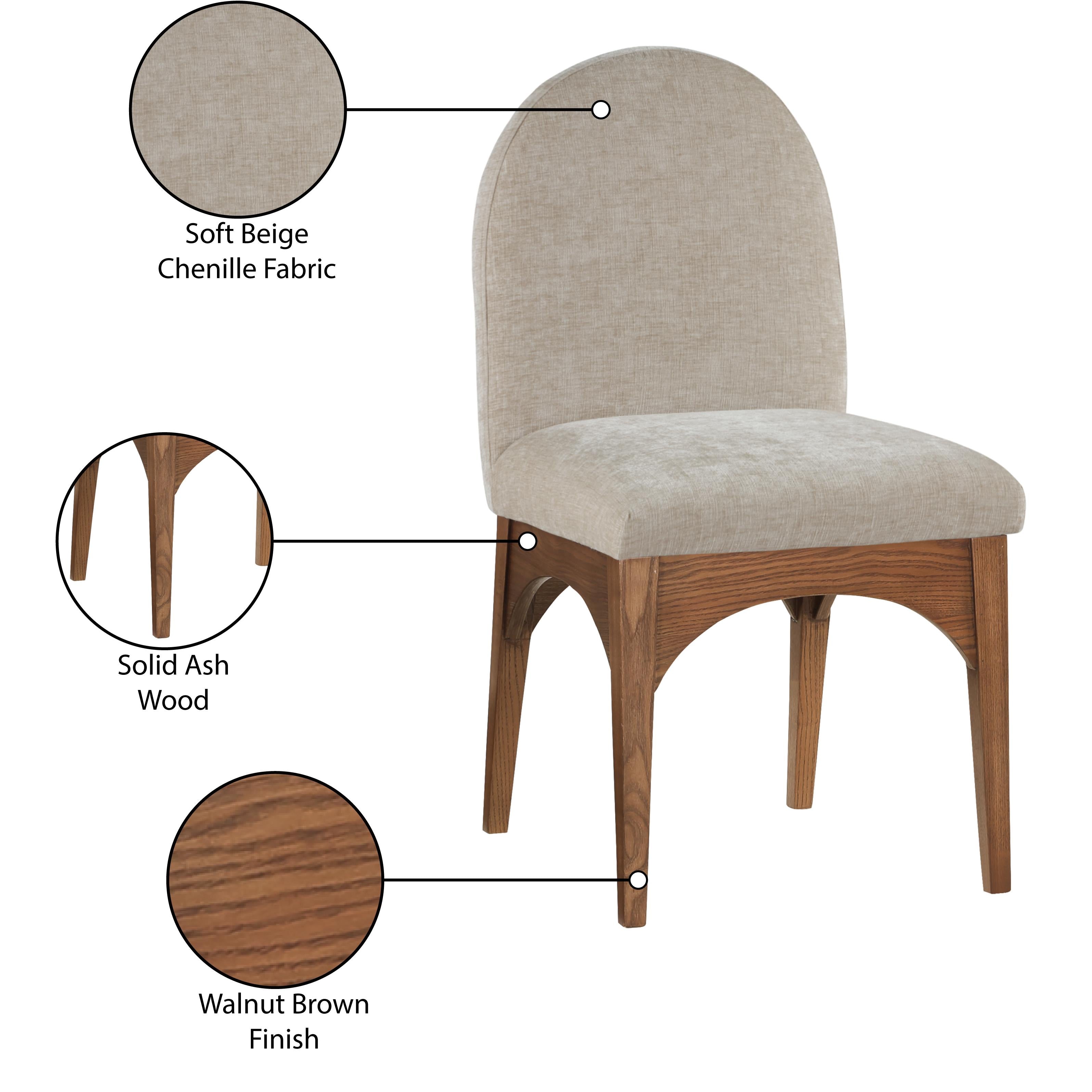 Meridian Waldorf Beige Chenille Fabric Dining Chair