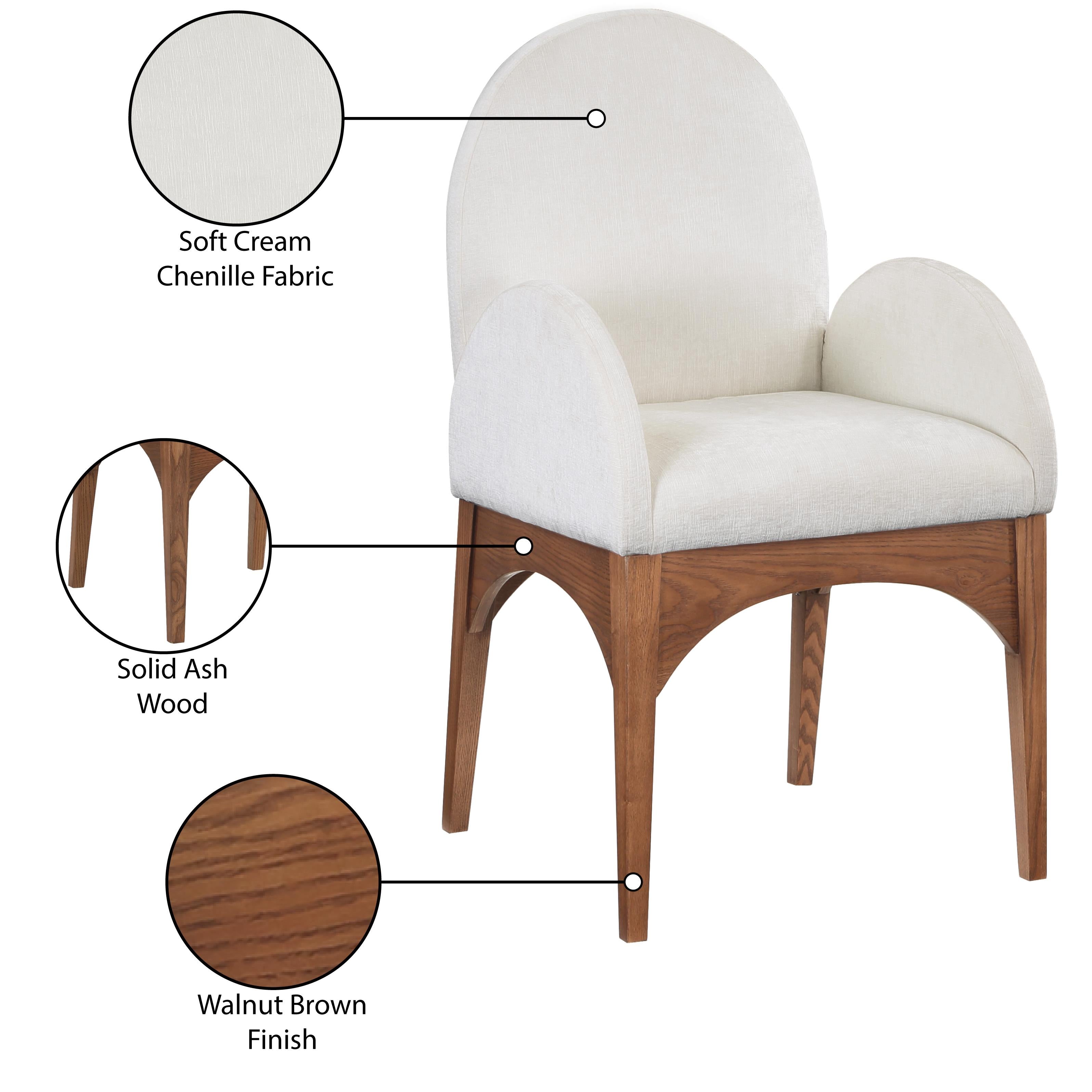 Meridian Waldorf Cream Chenille Fabric Dining Chair