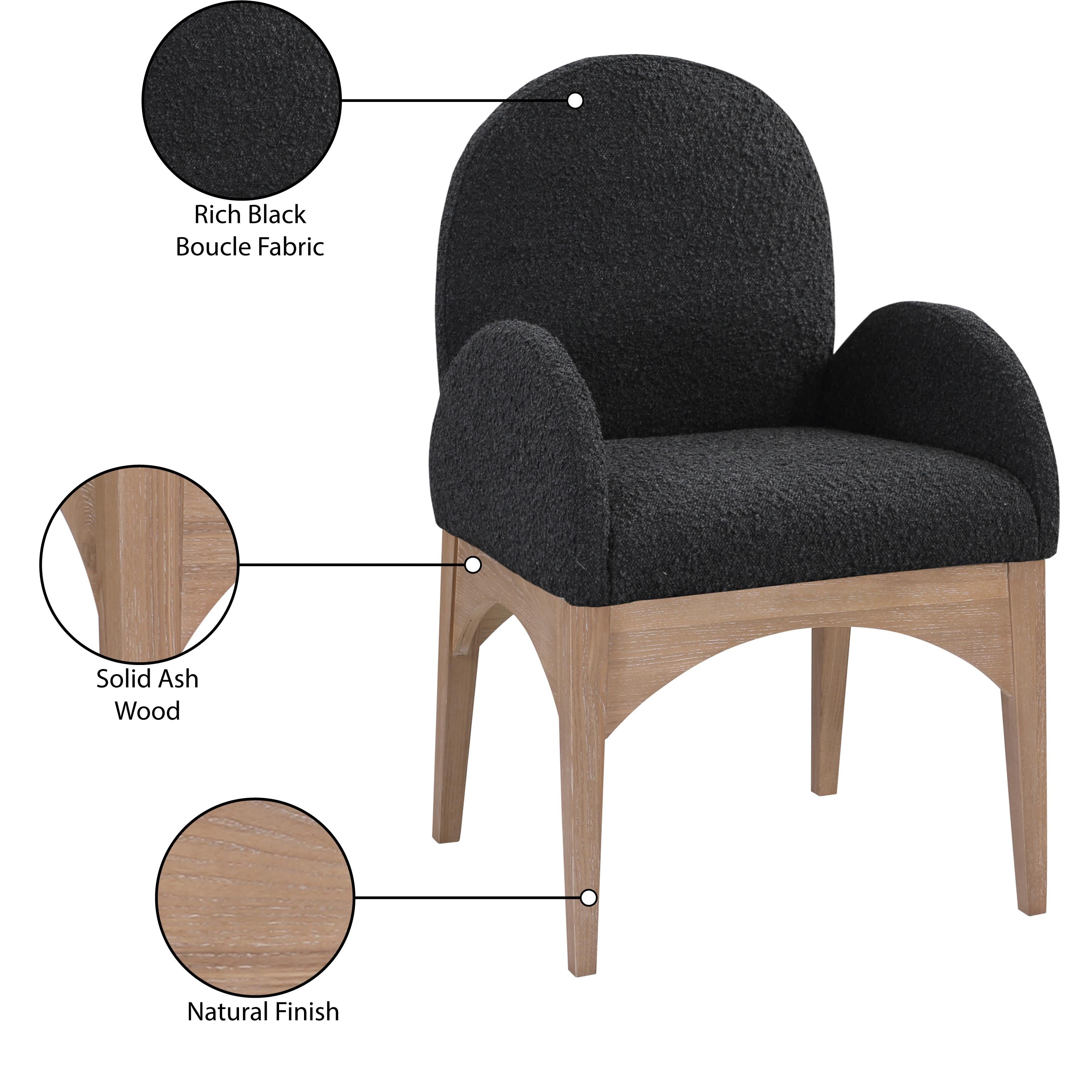 Meridian Waldorf Black Boucle Fabric Dining Chair