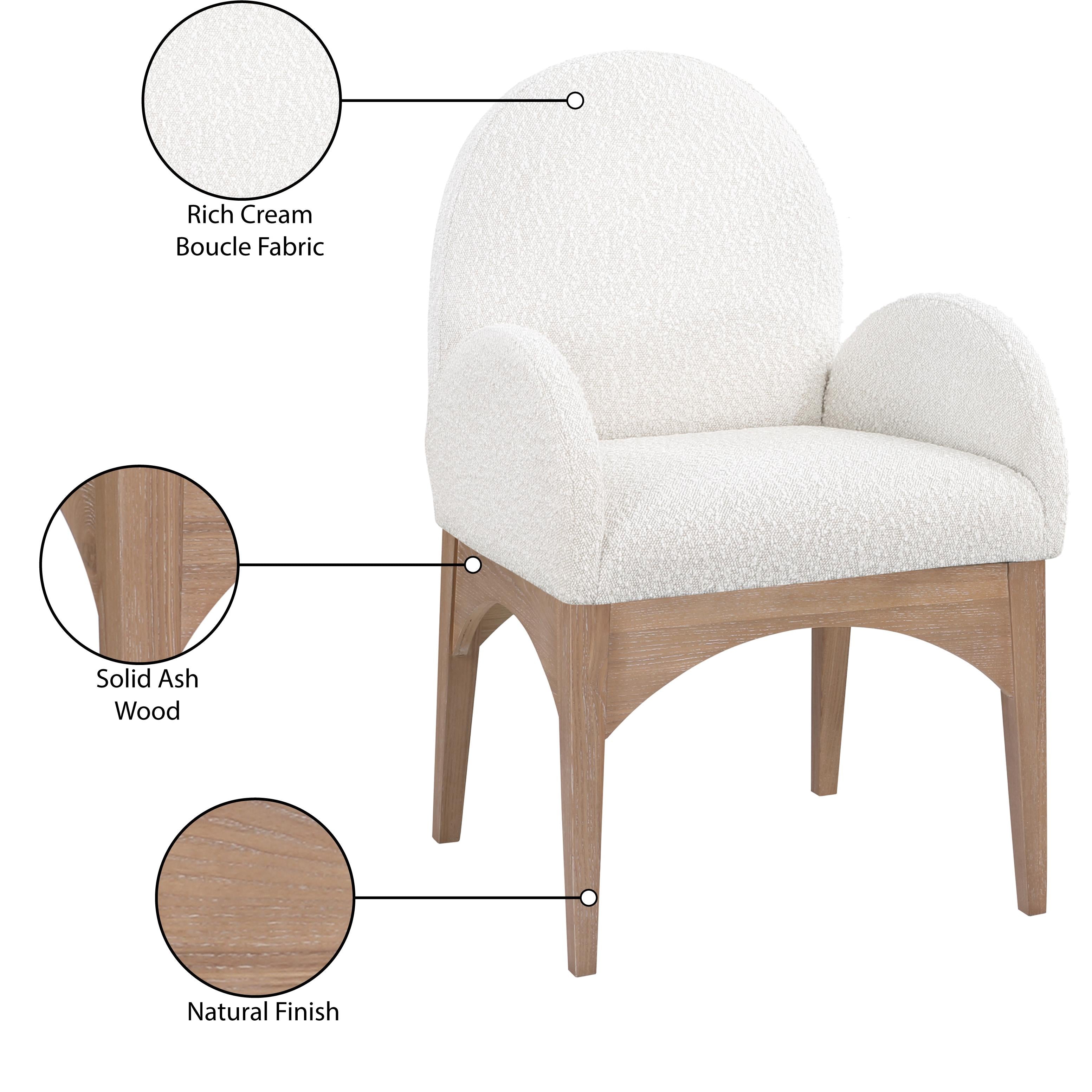 Meridian Waldorf Cream Boucle Fabric Dining Chair