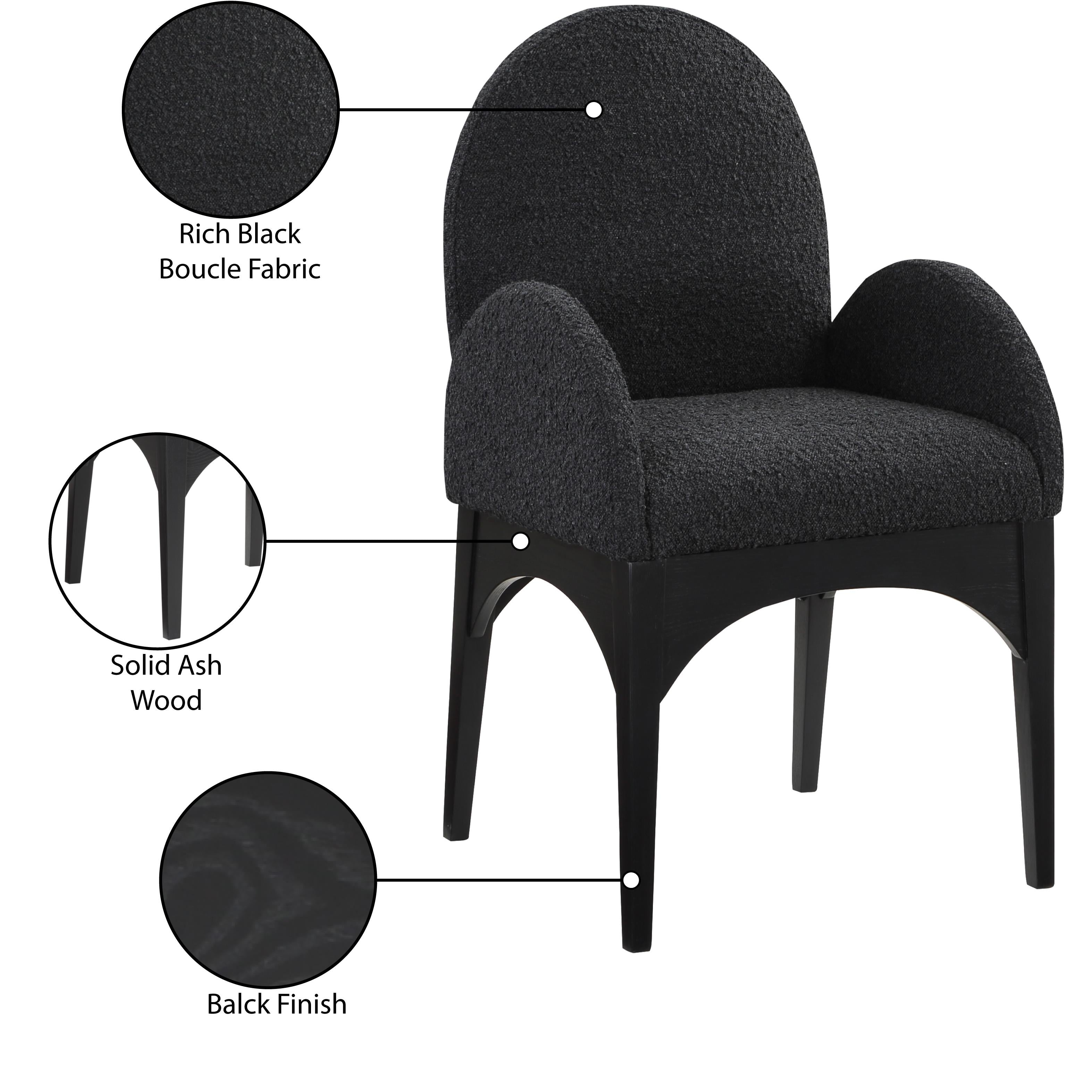 Meridian Waldorf Black Boucle Fabric Dining Chair