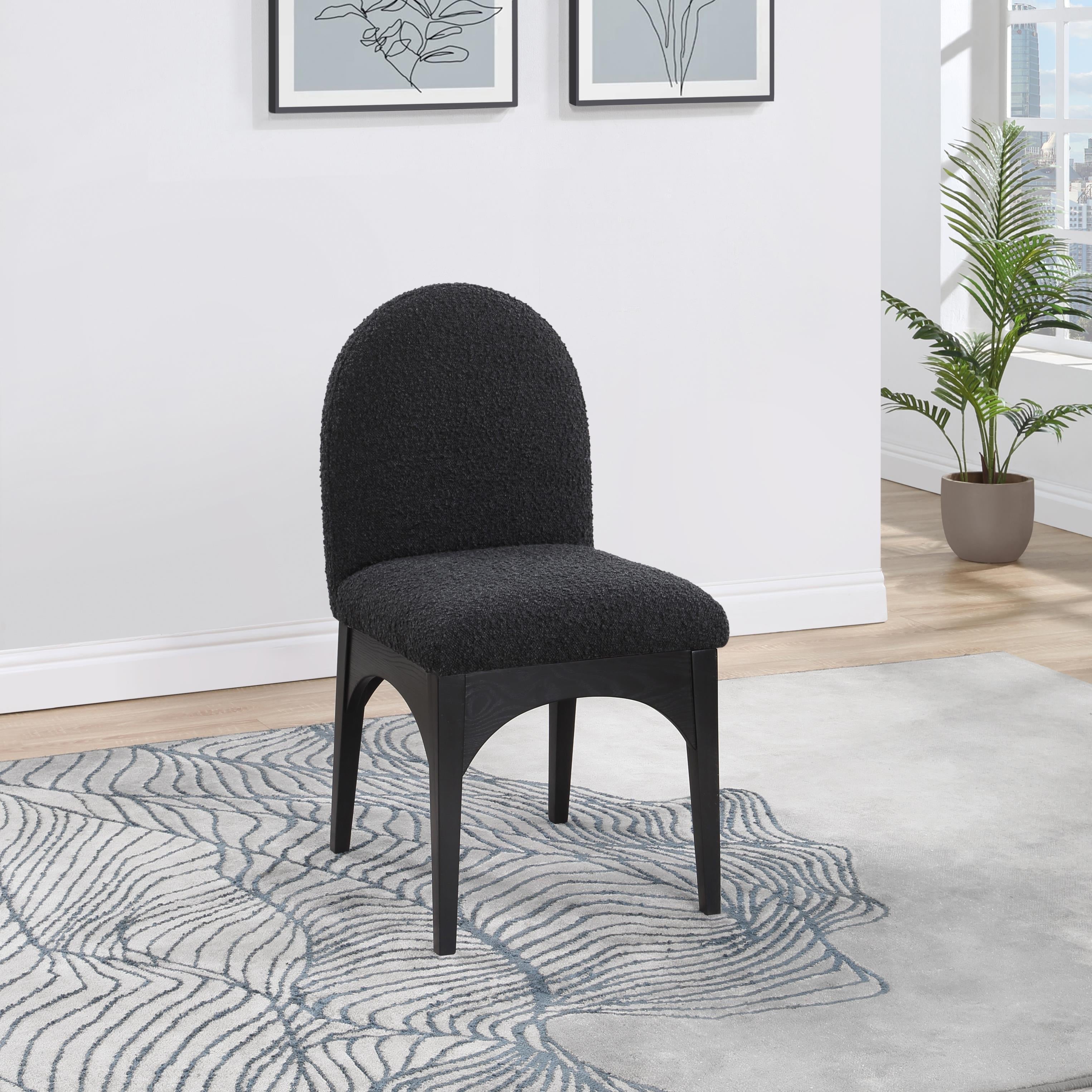 Meridian Waldorf Black Boucle Fabric Dining Chair