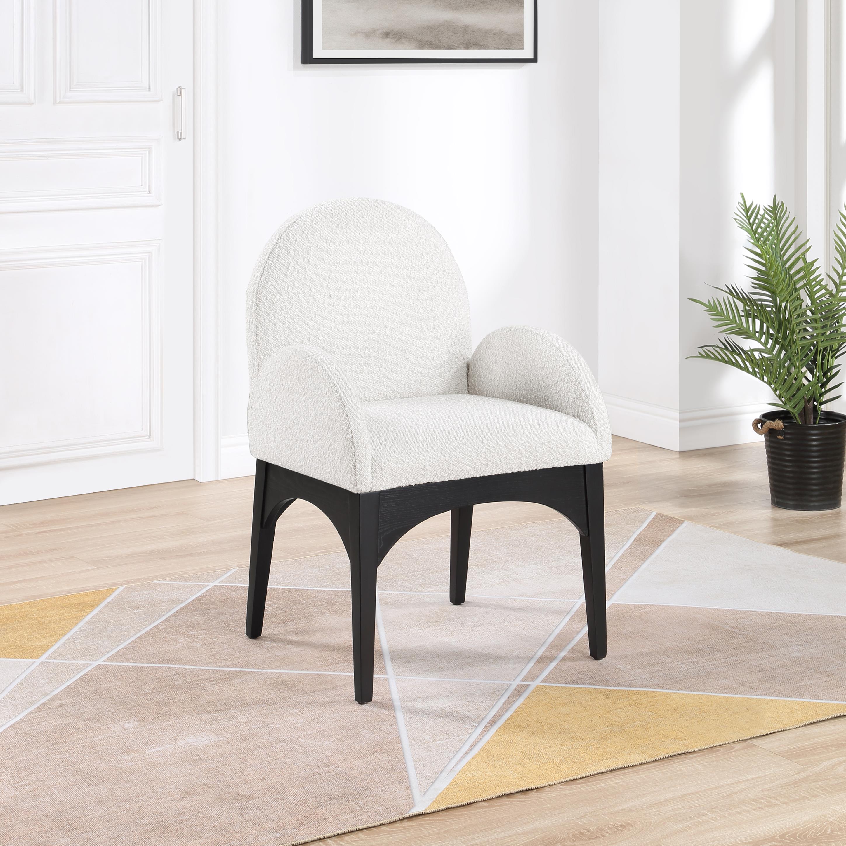 Meridian Waldorf Cream Boucle Fabric Dining Chair