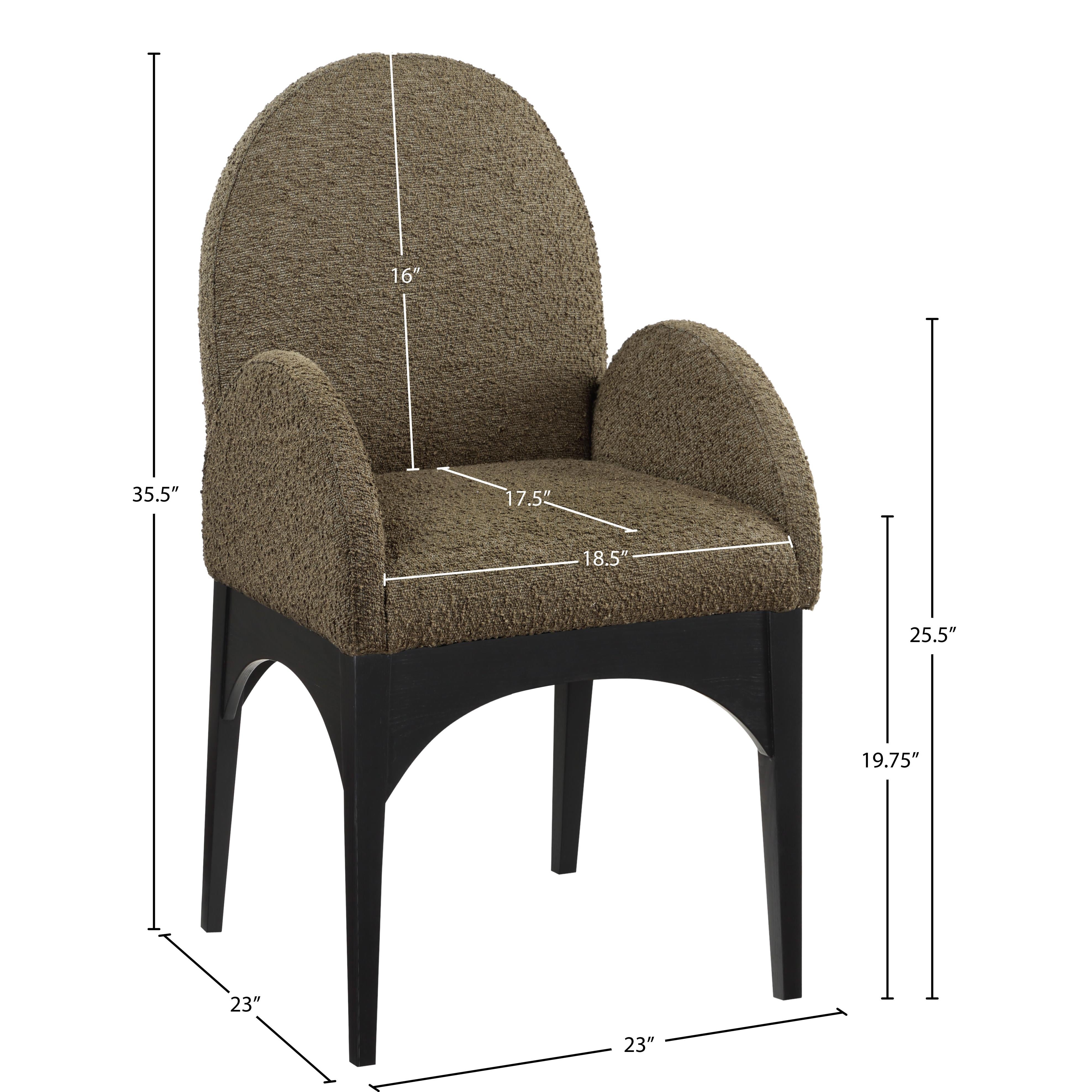 Meridian Waldorf Olive Boucle Fabric Dining Chair