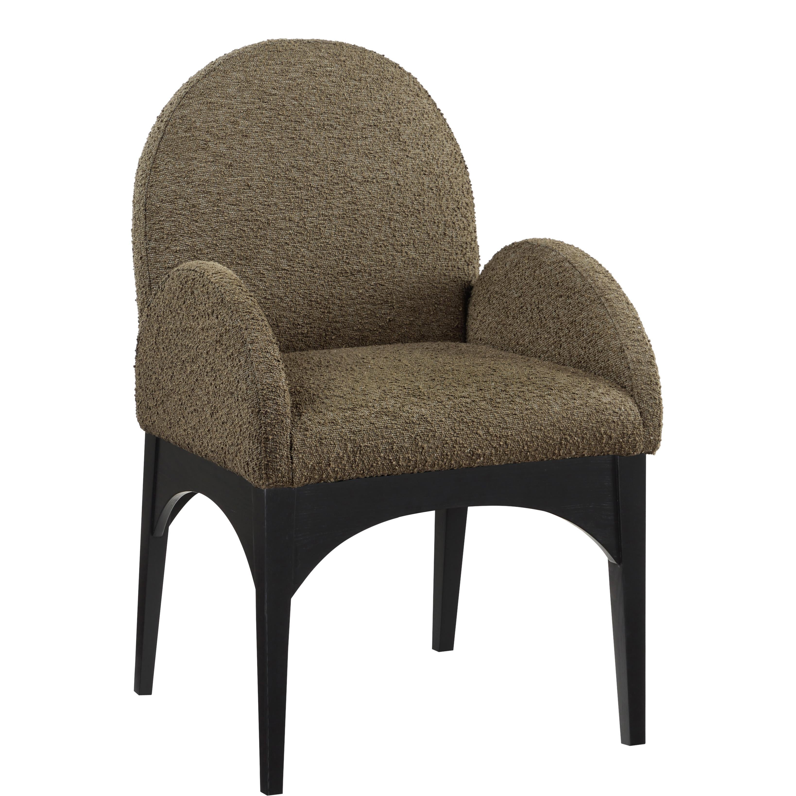 Meridian Waldorf Olive Boucle Fabric Dining Chair