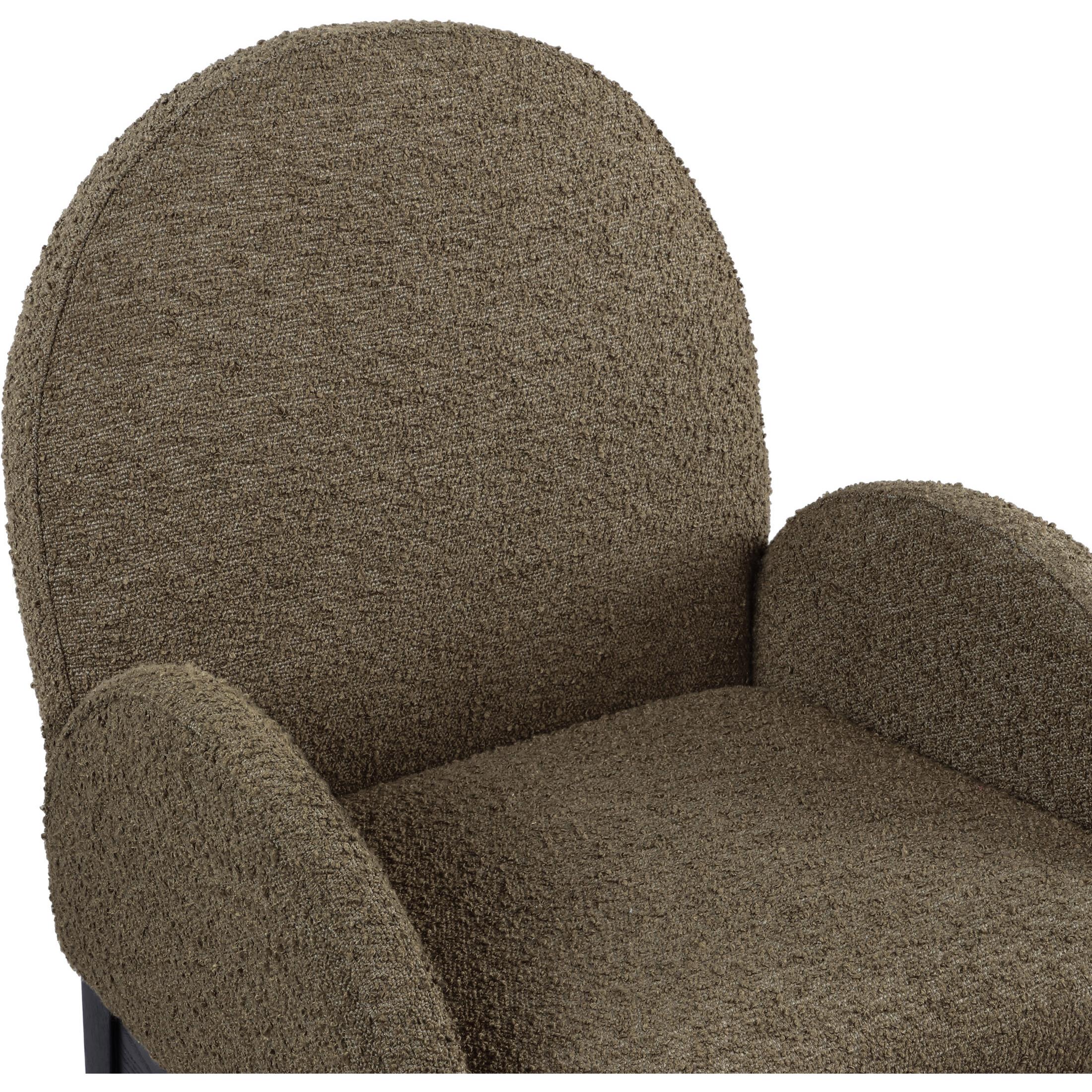 Meridian Waldorf Olive Boucle Fabric Dining Chair