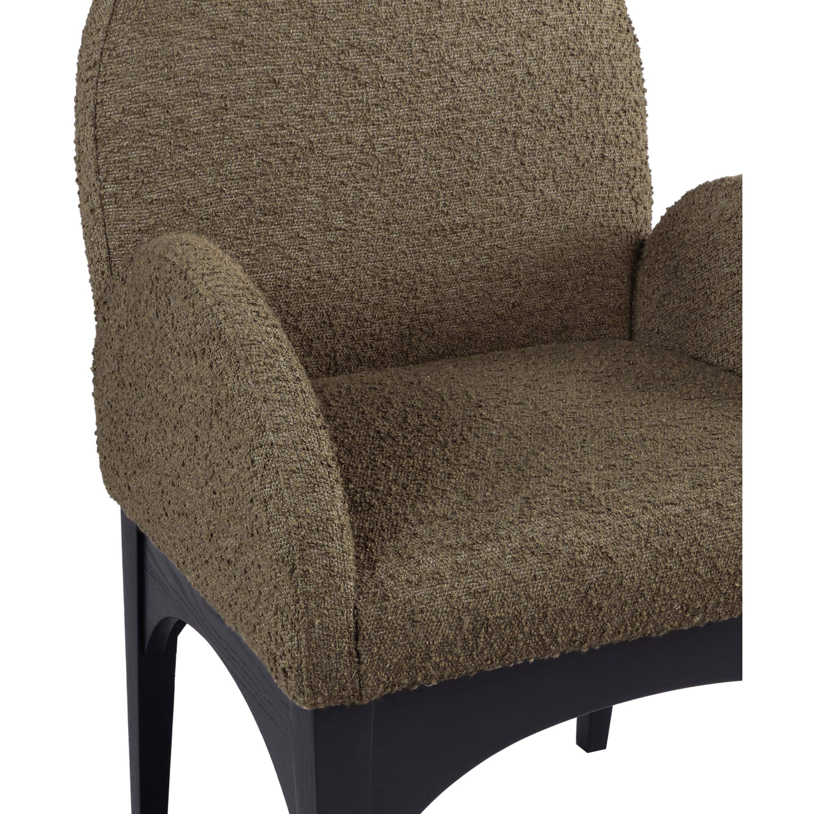 Meridian Waldorf Olive Boucle Fabric Dining Chair