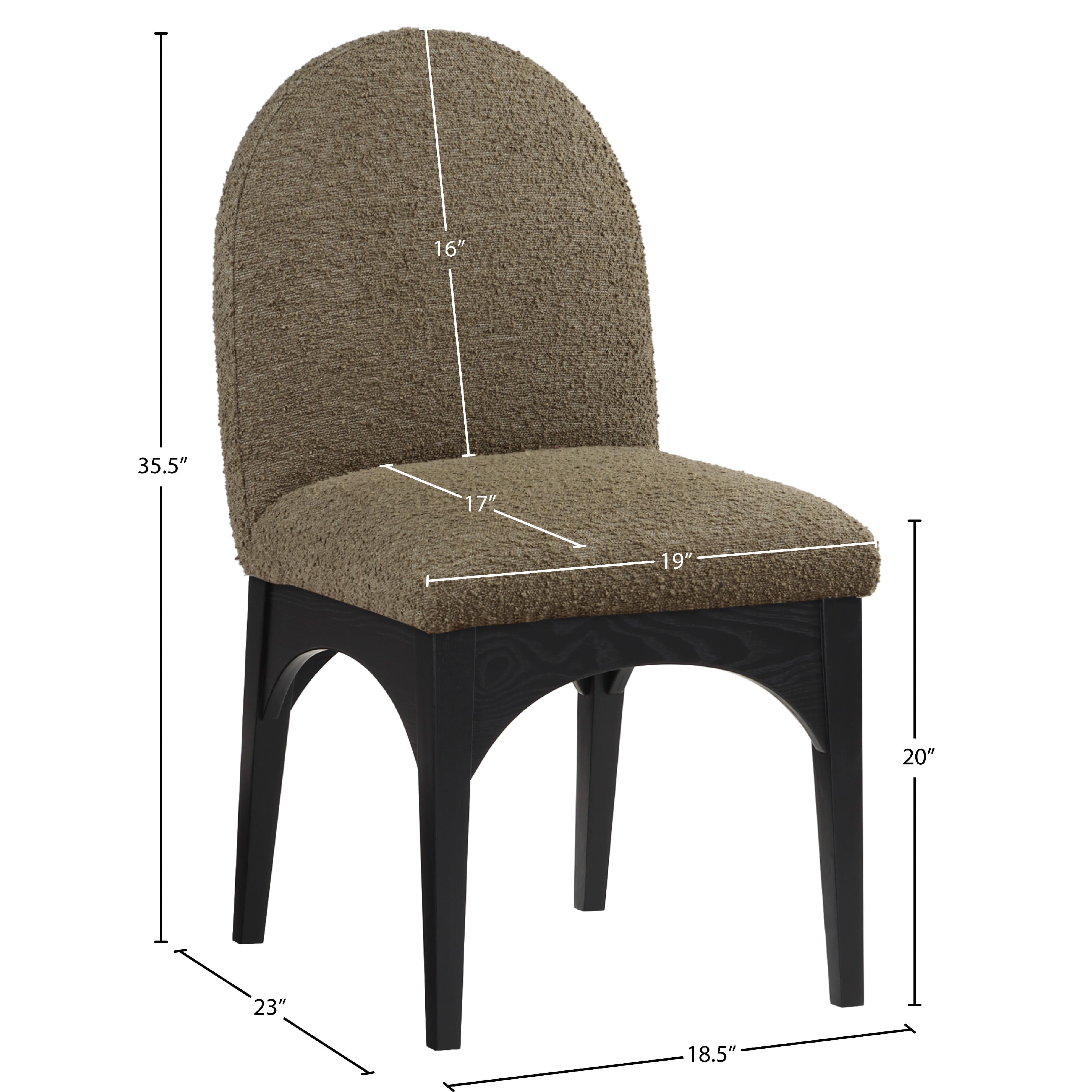 Meridian Waldorf Olive Boucle Fabric Dining Chair