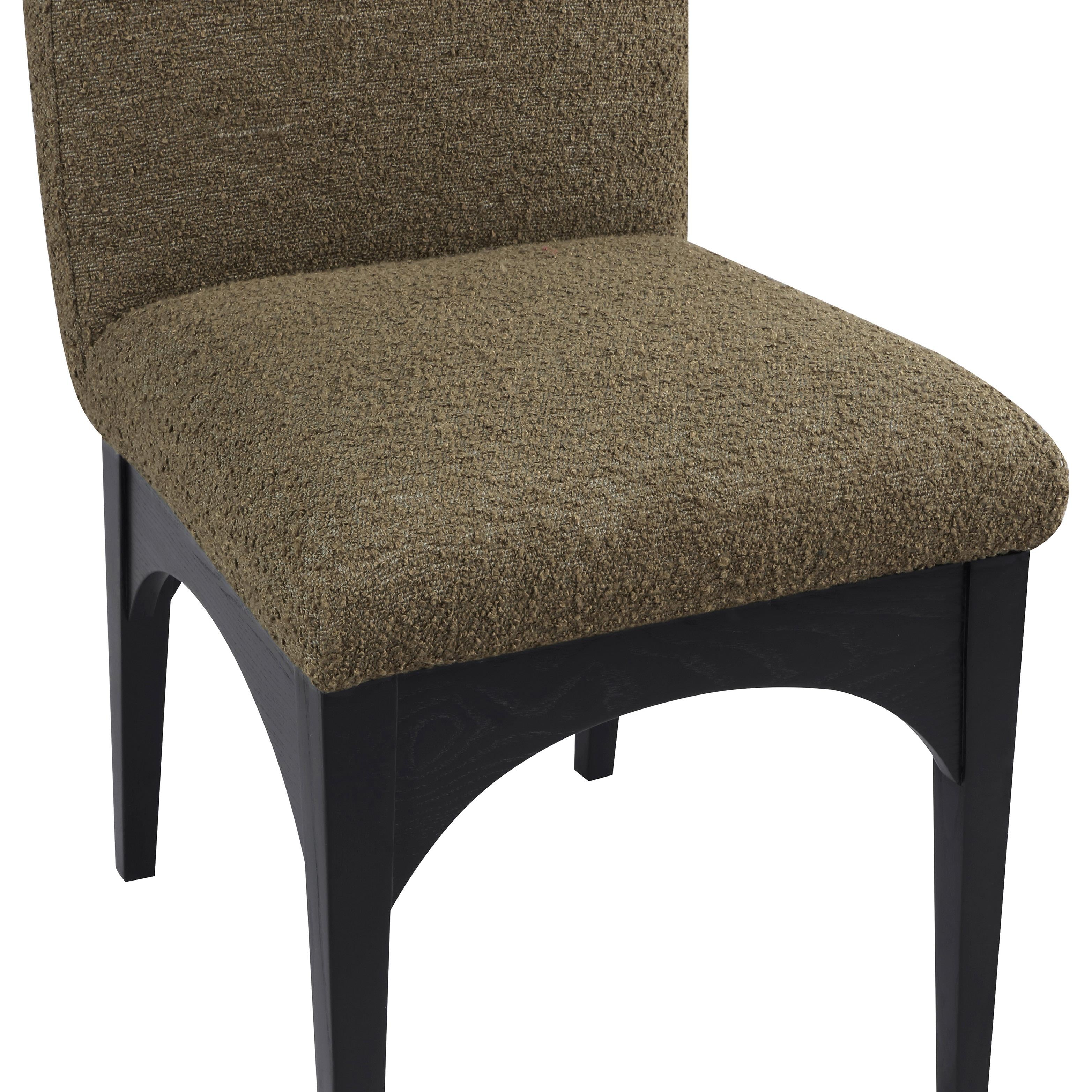 Meridian Waldorf Olive Boucle Fabric Dining Chair