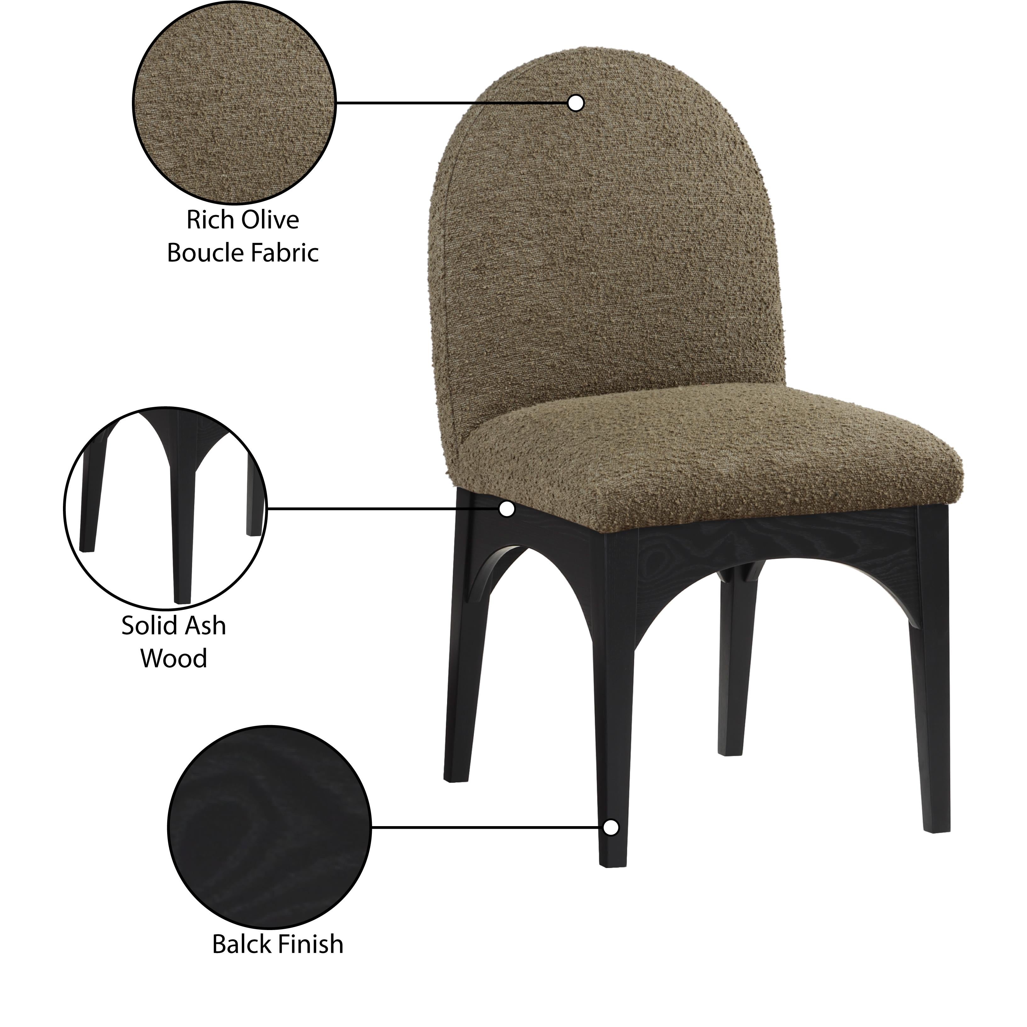 Meridian Waldorf Olive Boucle Fabric Dining Chair