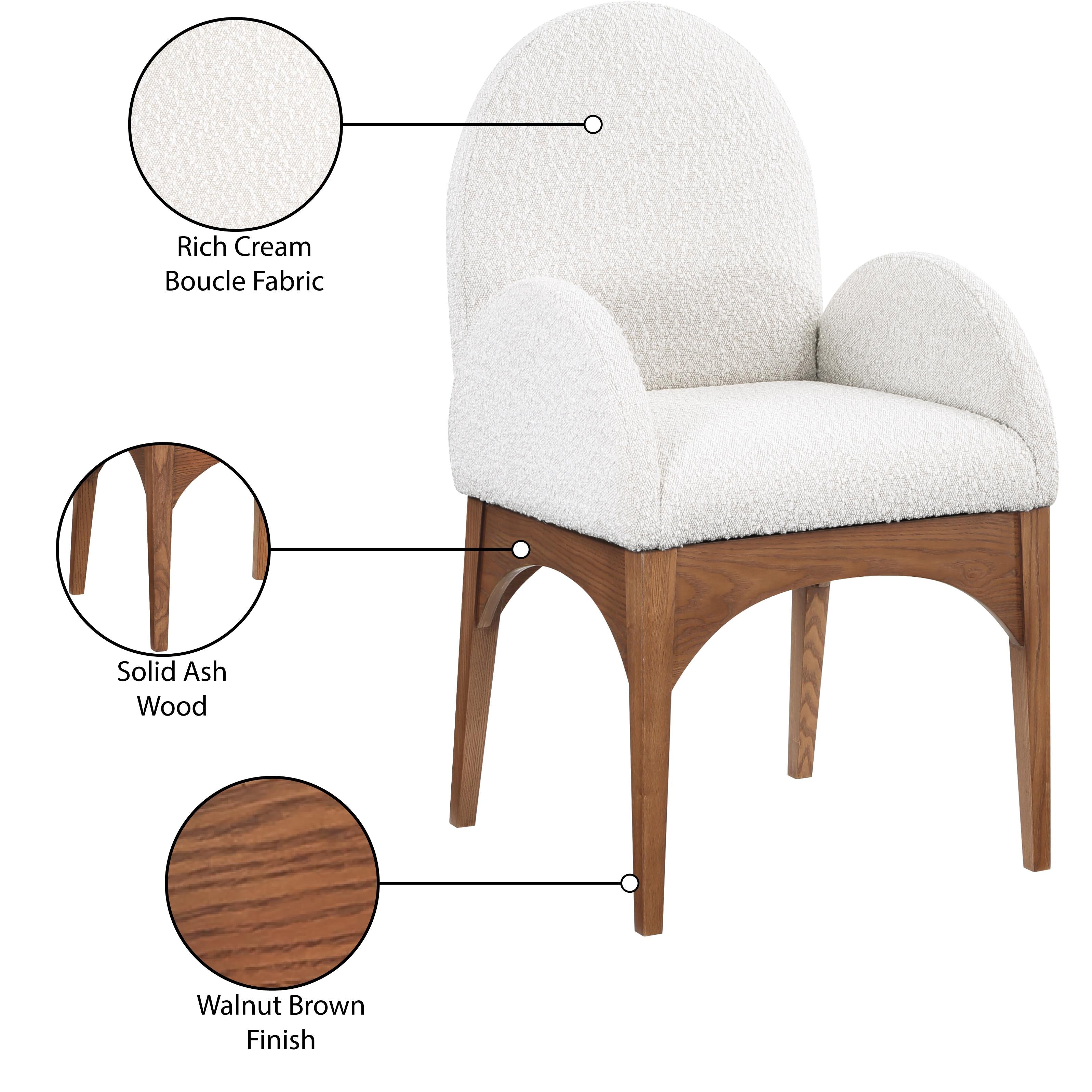 Meridian Waldorf Cream Boucle Fabric Dining Chair