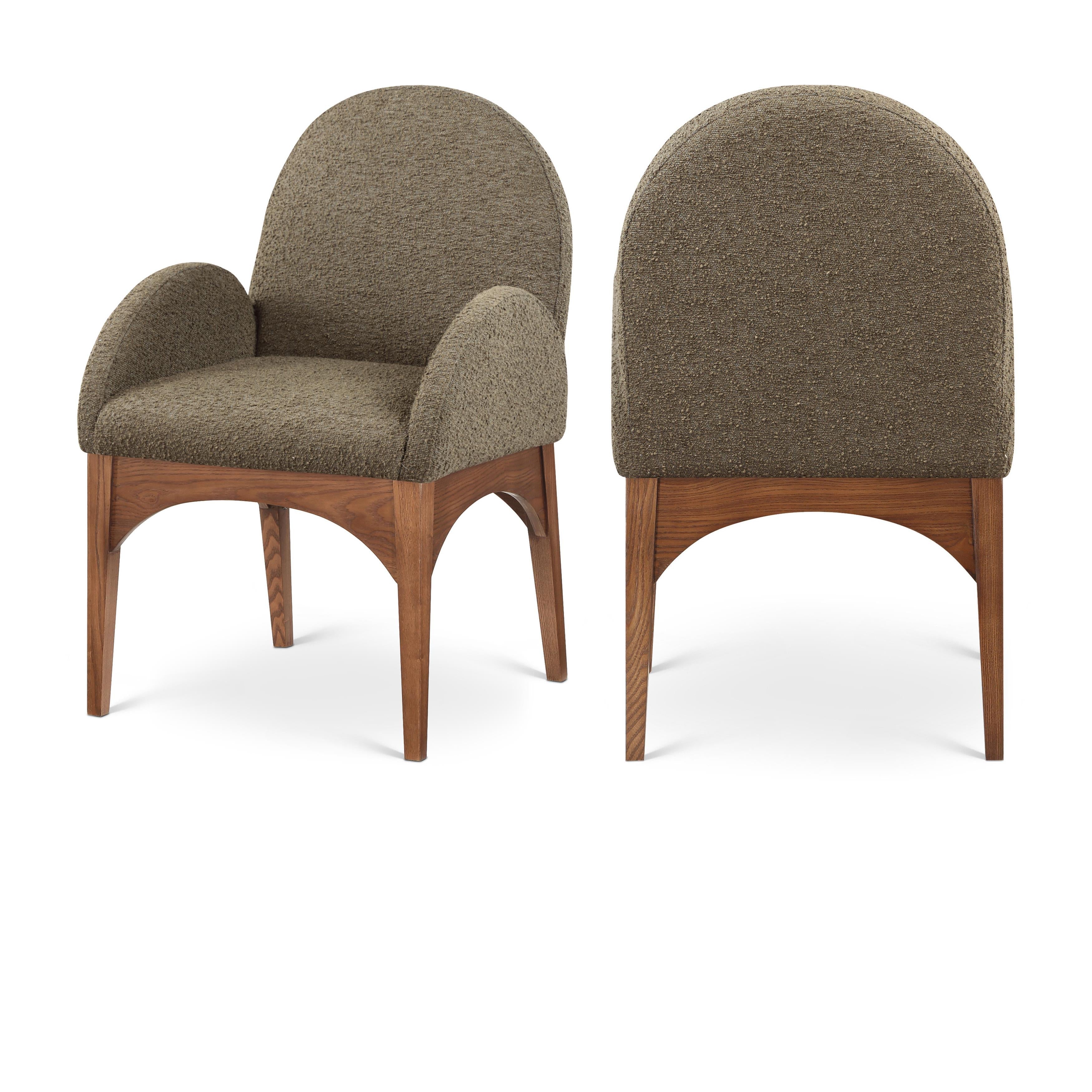 Meridian Waldorf Olive Boucle Fabric Dining Chair