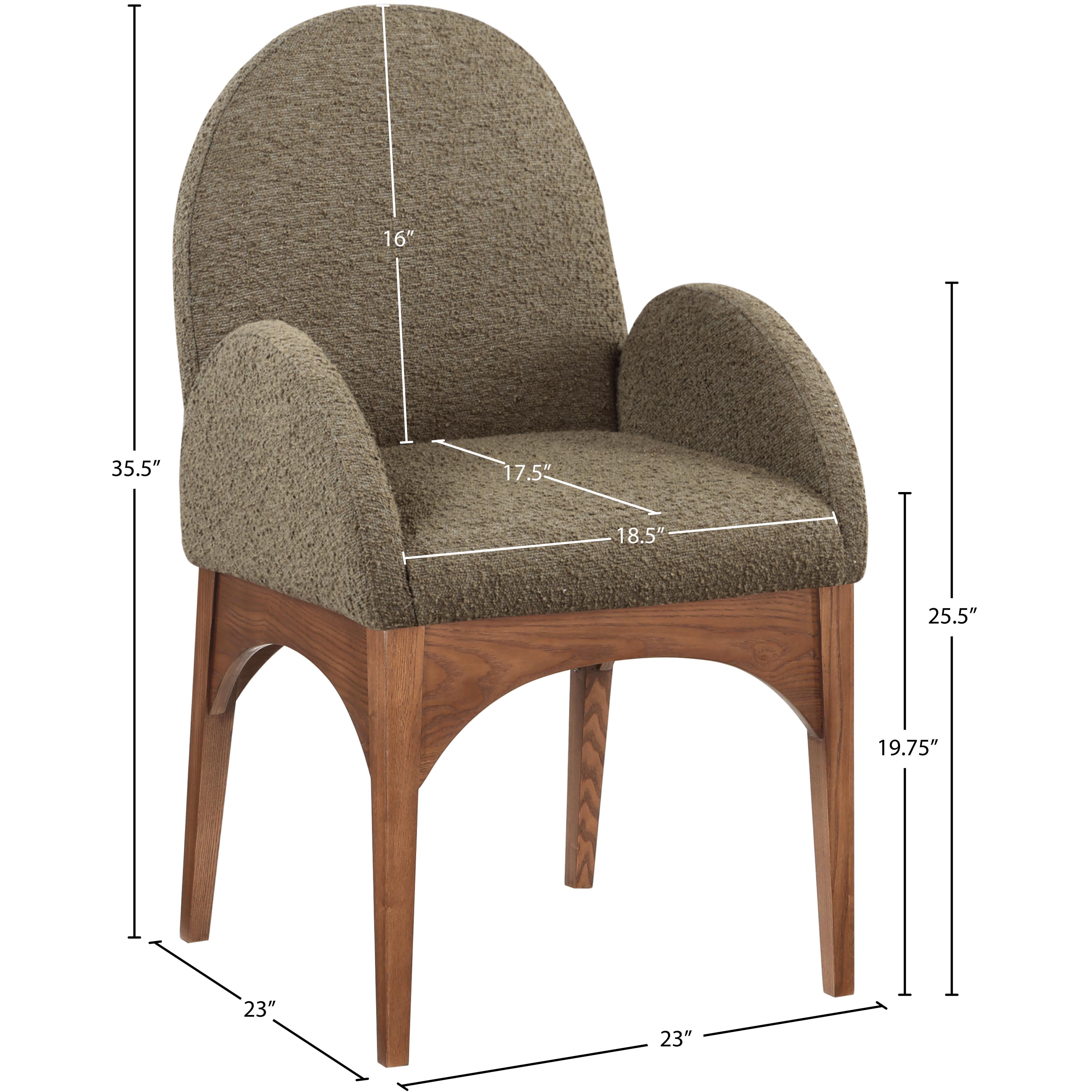 Meridian Waldorf Olive Boucle Fabric Dining Chair