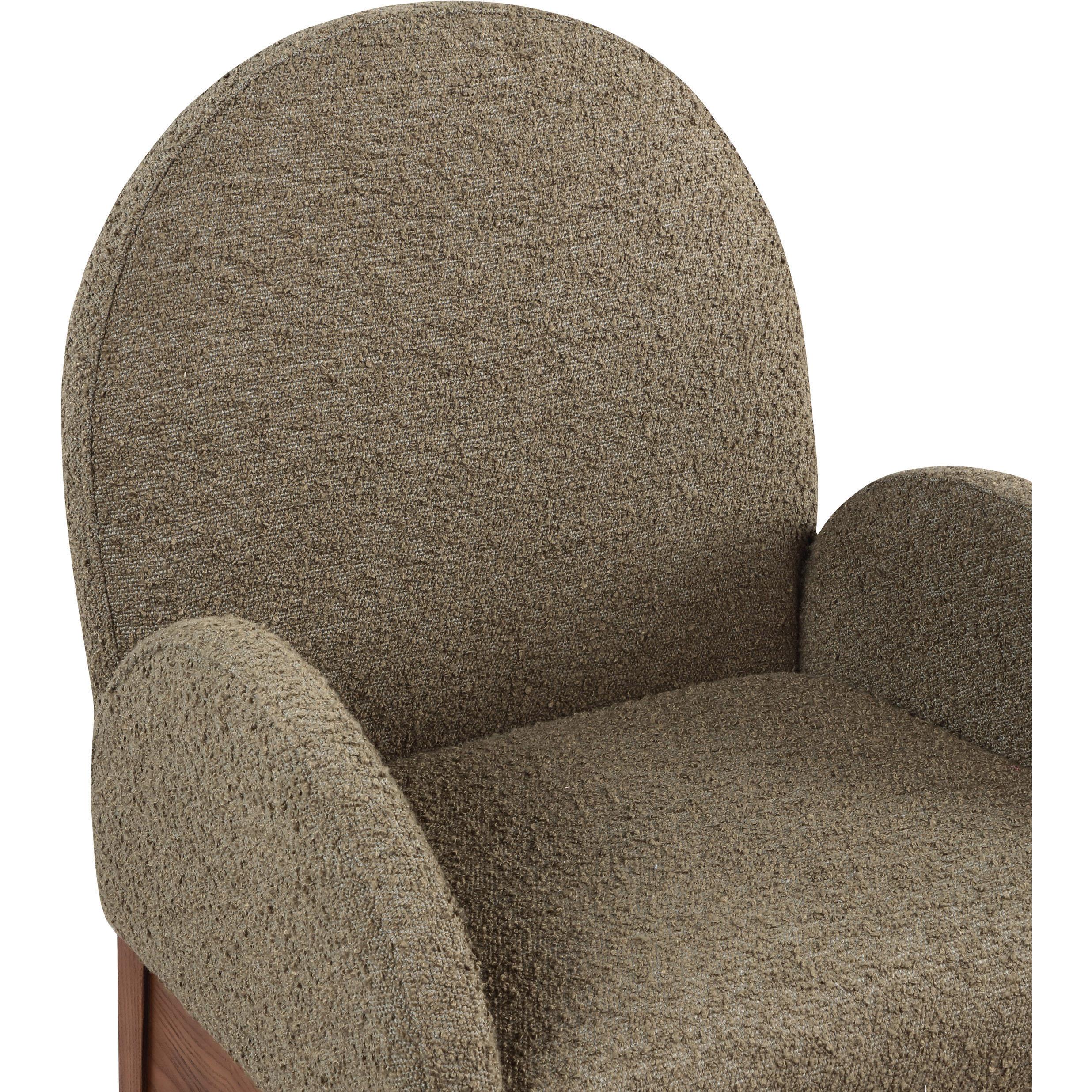 Meridian Waldorf Olive Boucle Fabric Dining Chair