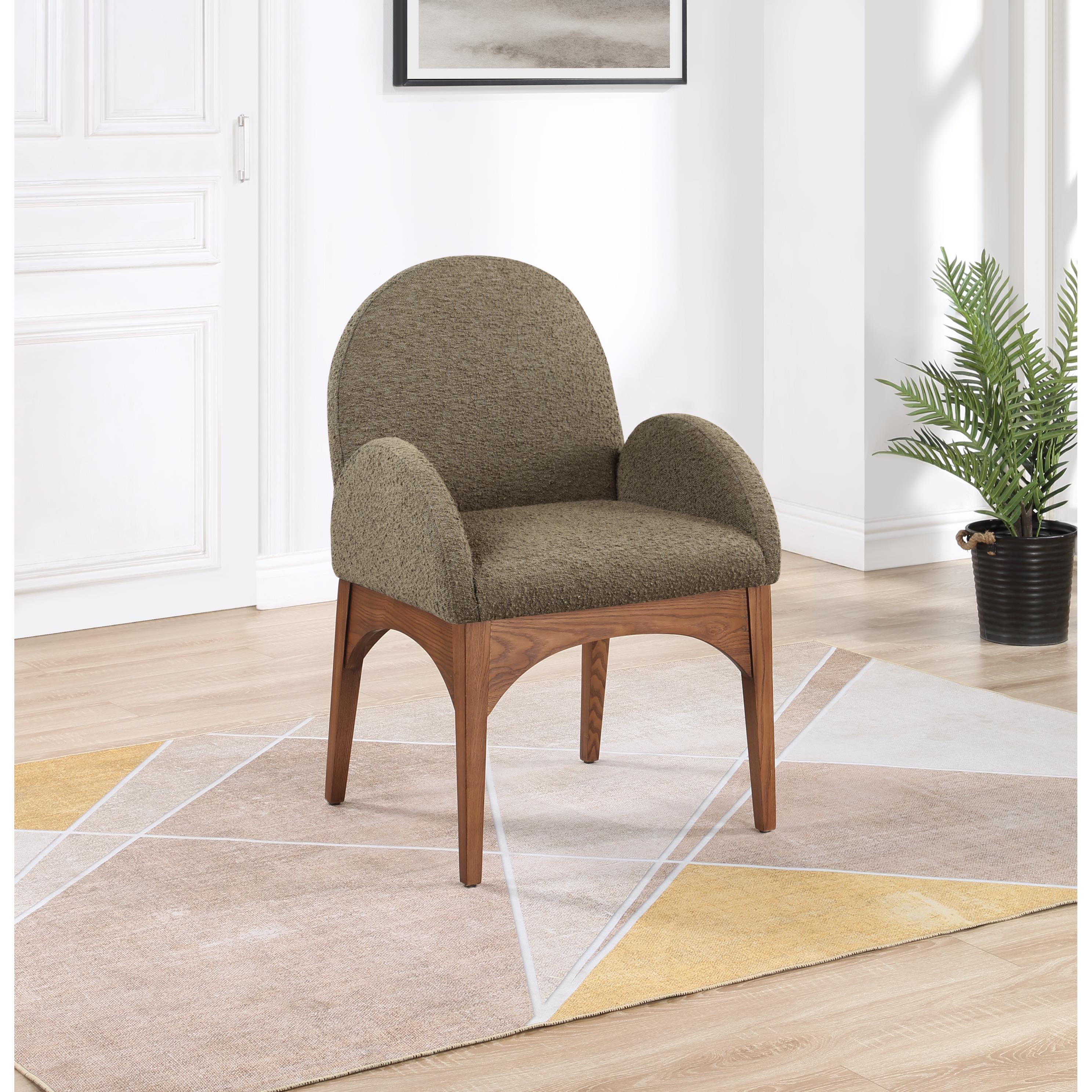 Meridian Waldorf Olive Boucle Fabric Dining Chair