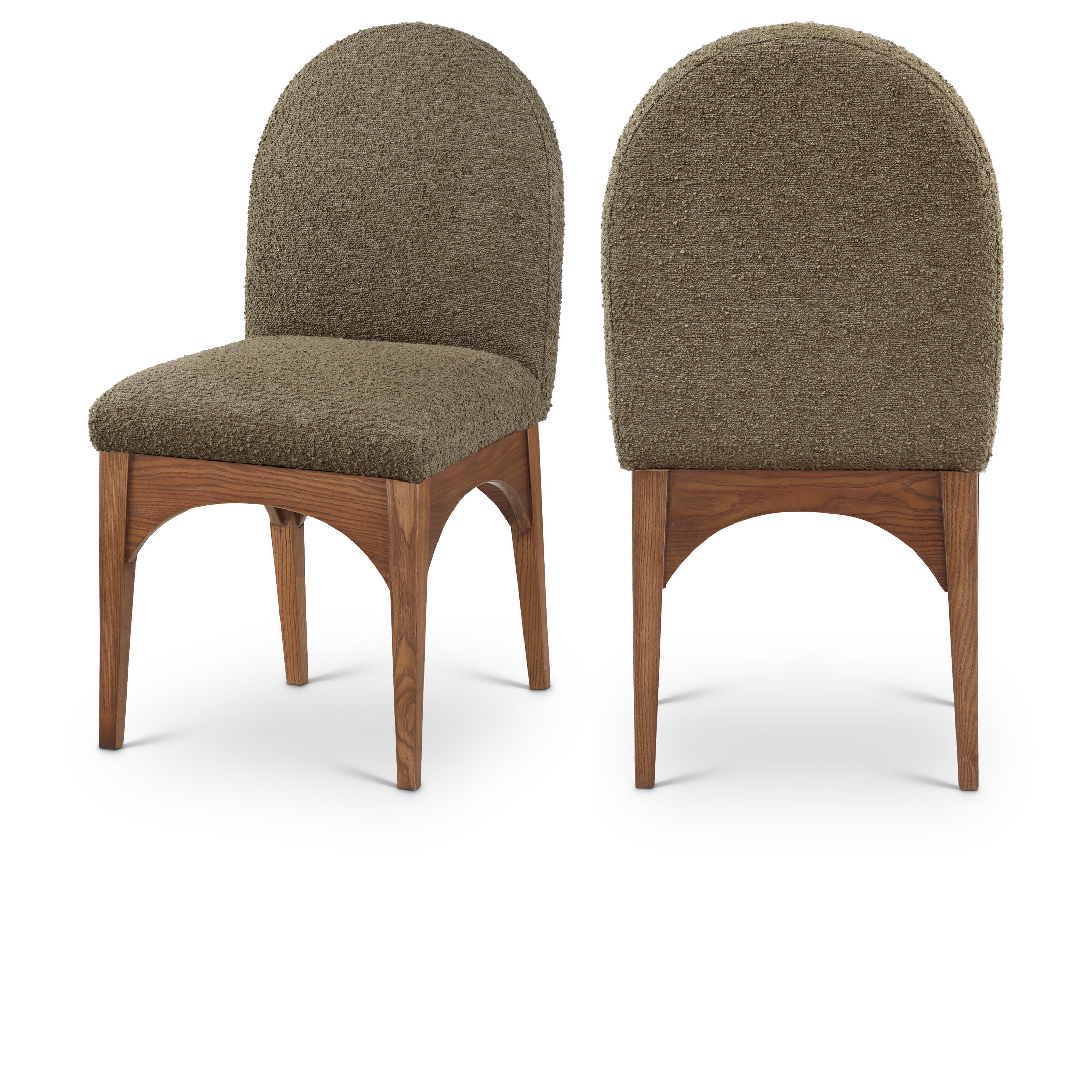 Meridian Waldorf Olive Boucle Fabric Dining Chair