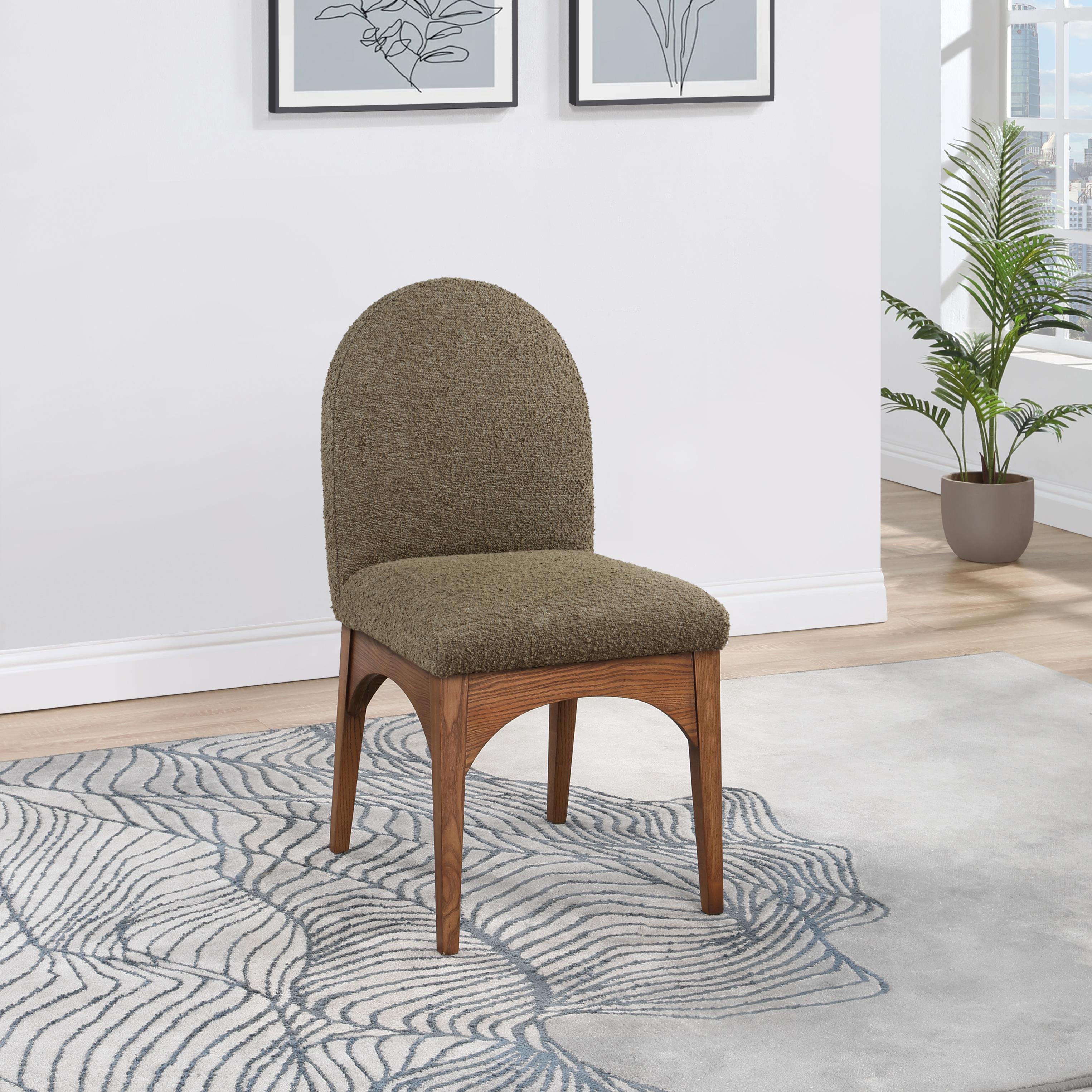 Meridian Waldorf Olive Boucle Fabric Dining Chair