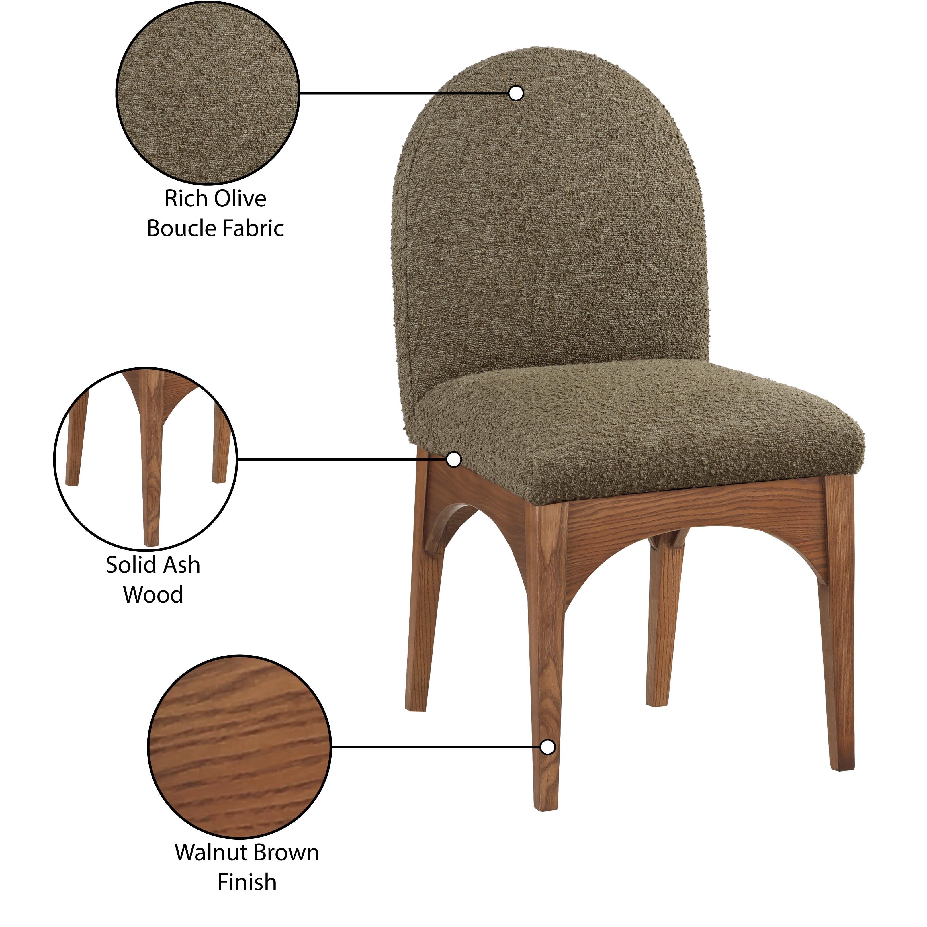 Meridian Waldorf Olive Boucle Fabric Dining Chair