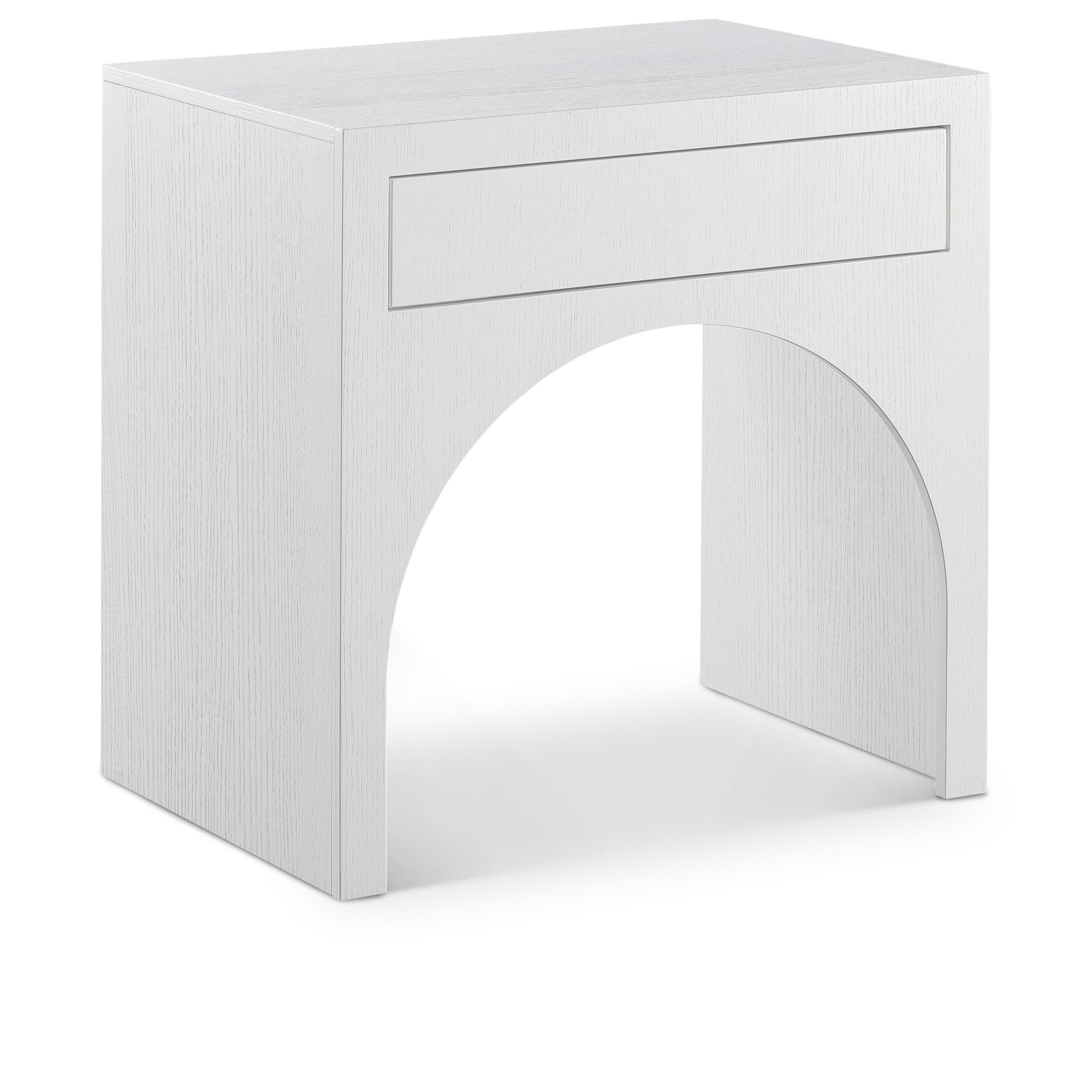 Meridian August White Night Stand