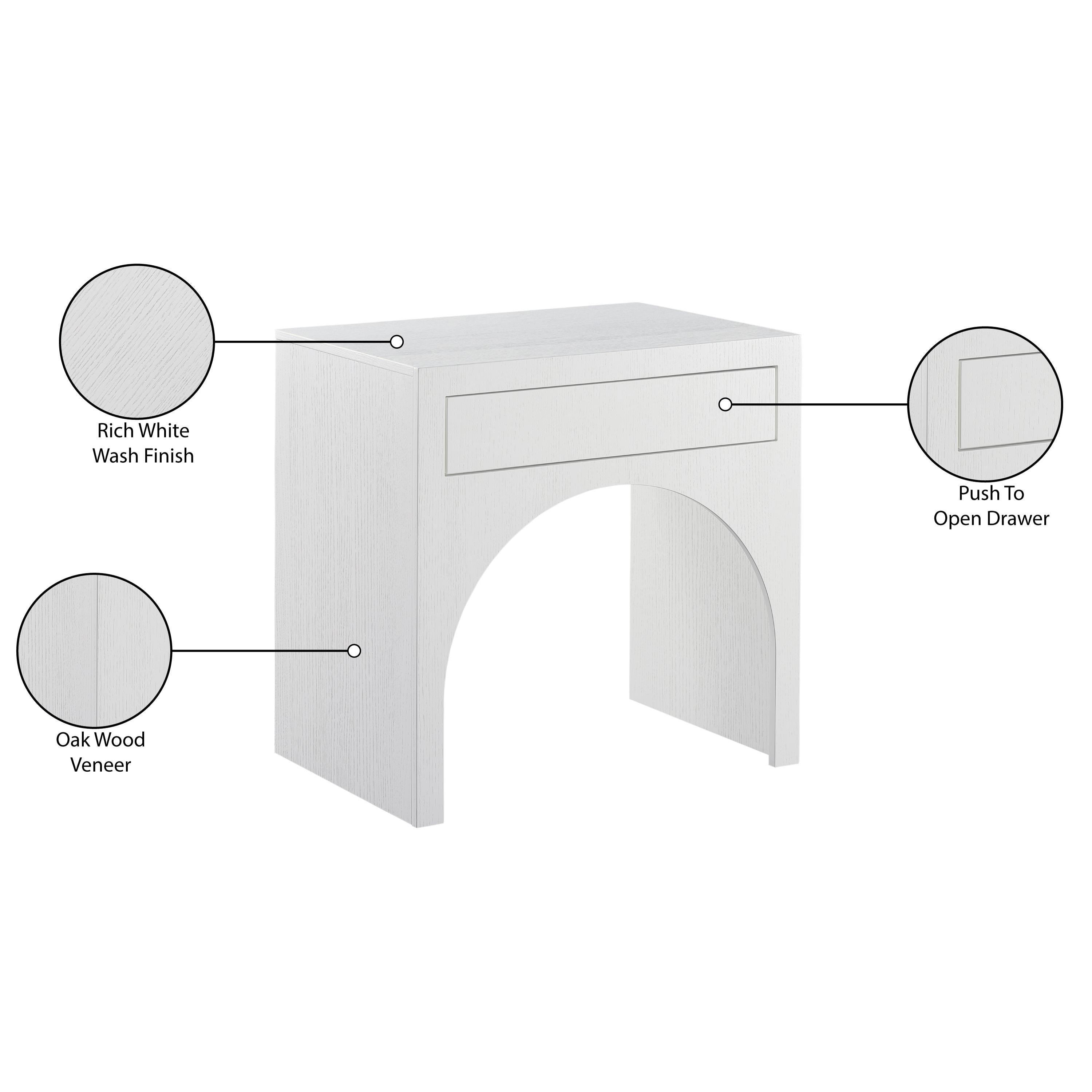 Meridian August White Night Stand