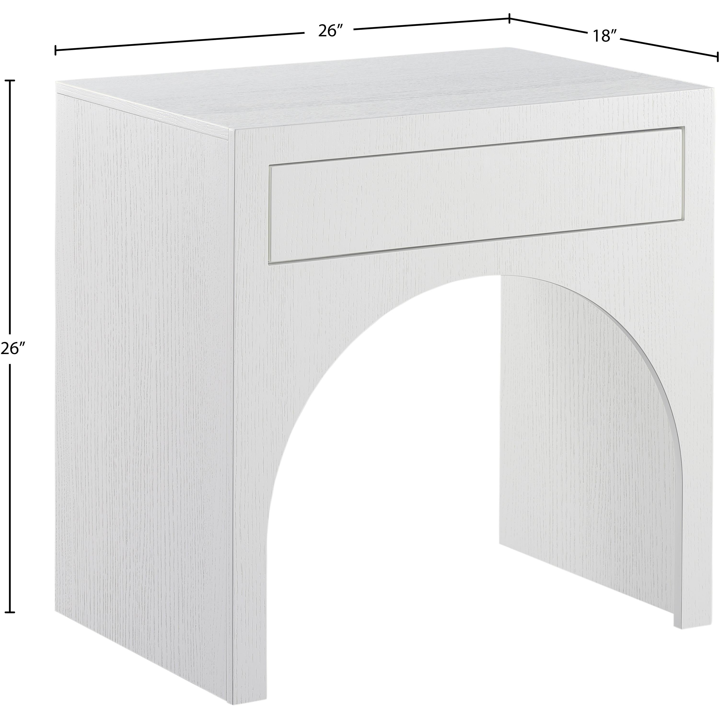 Meridian August White Night Stand