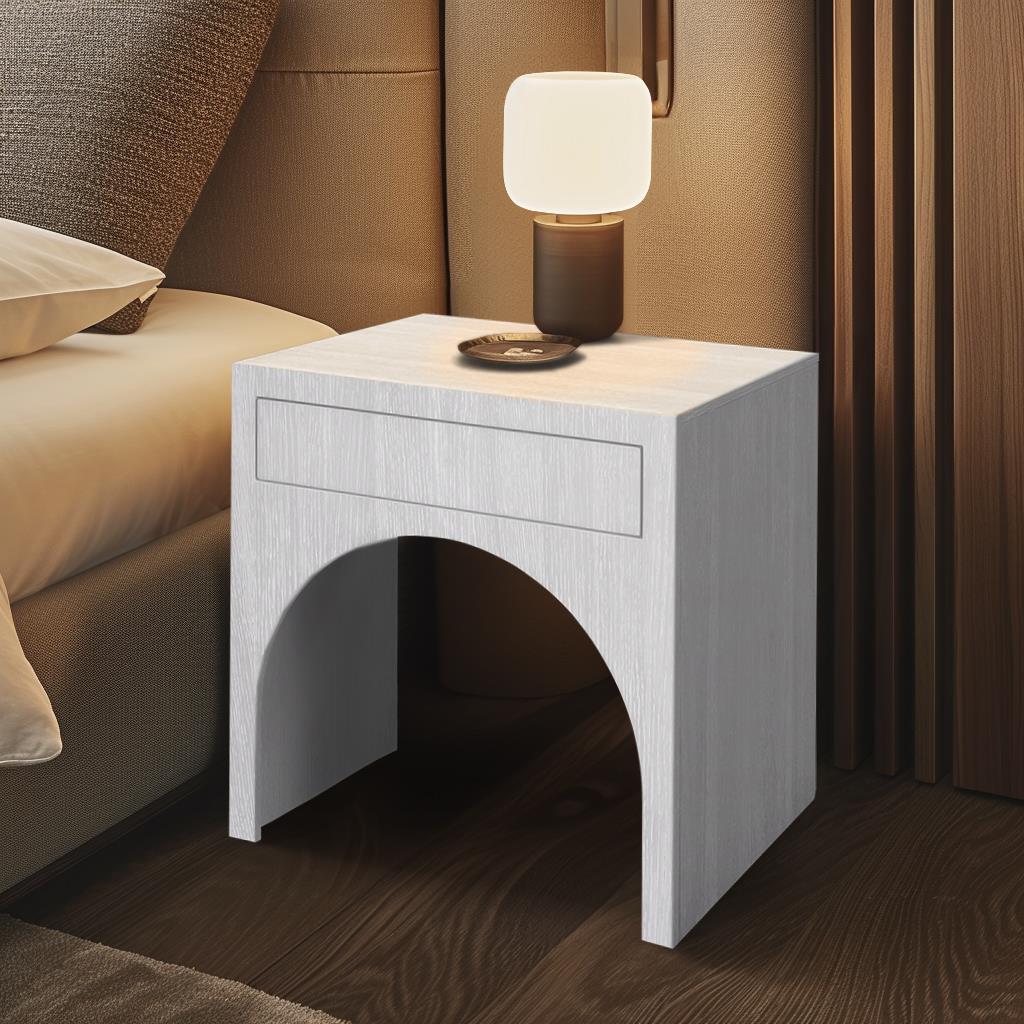 Meridian August White Night Stand