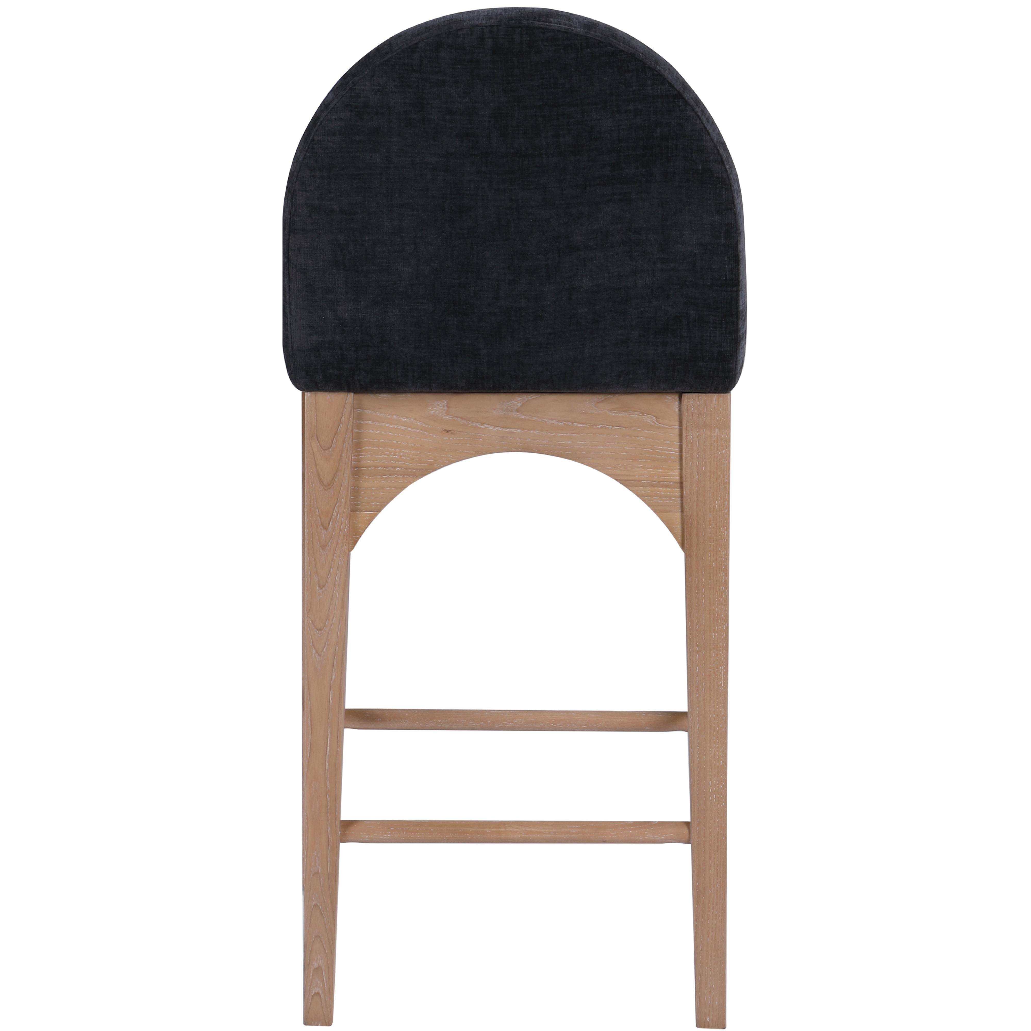 Meridian Waldorf Black Chenille Fabric Stool