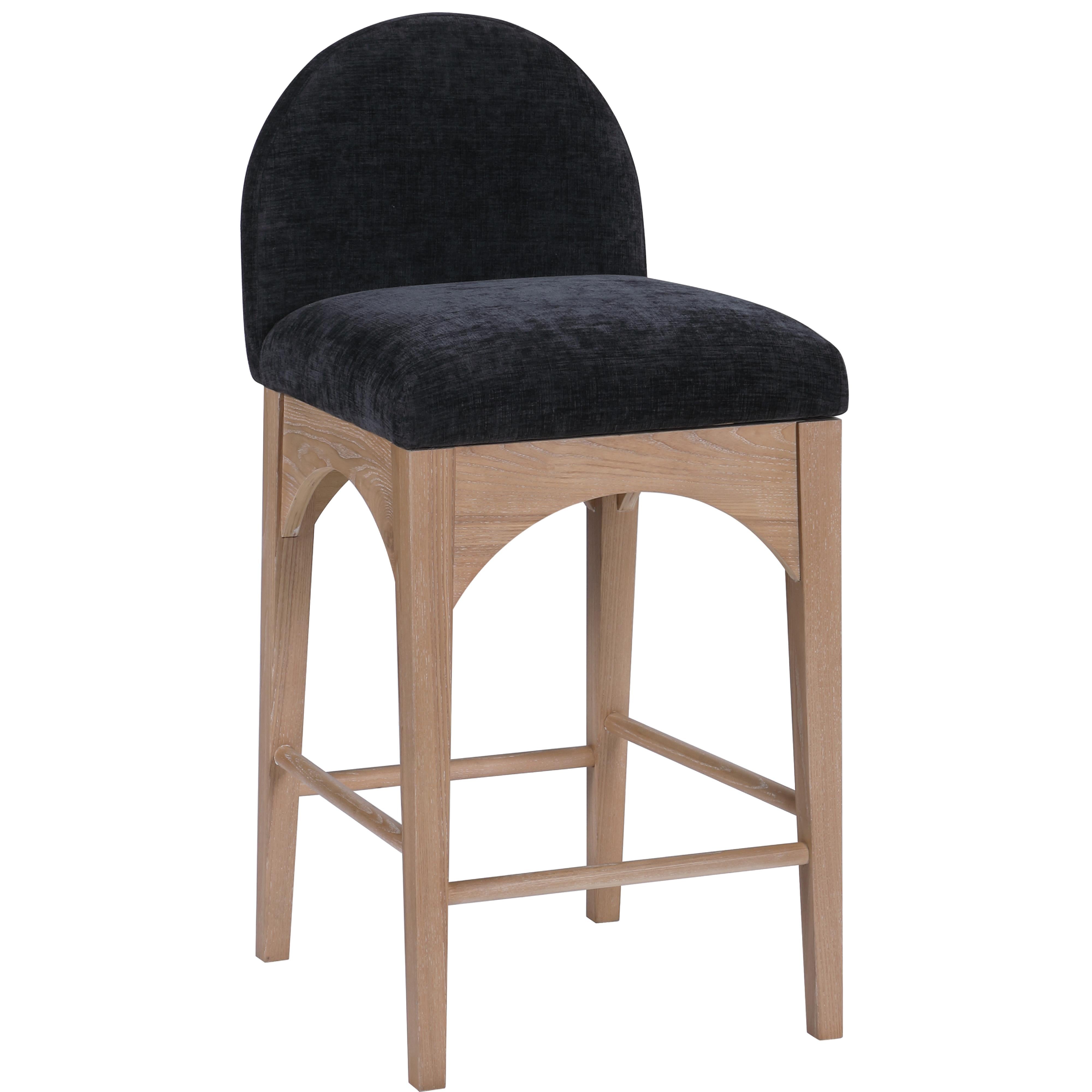 Meridian Waldorf Black Chenille Fabric Stool