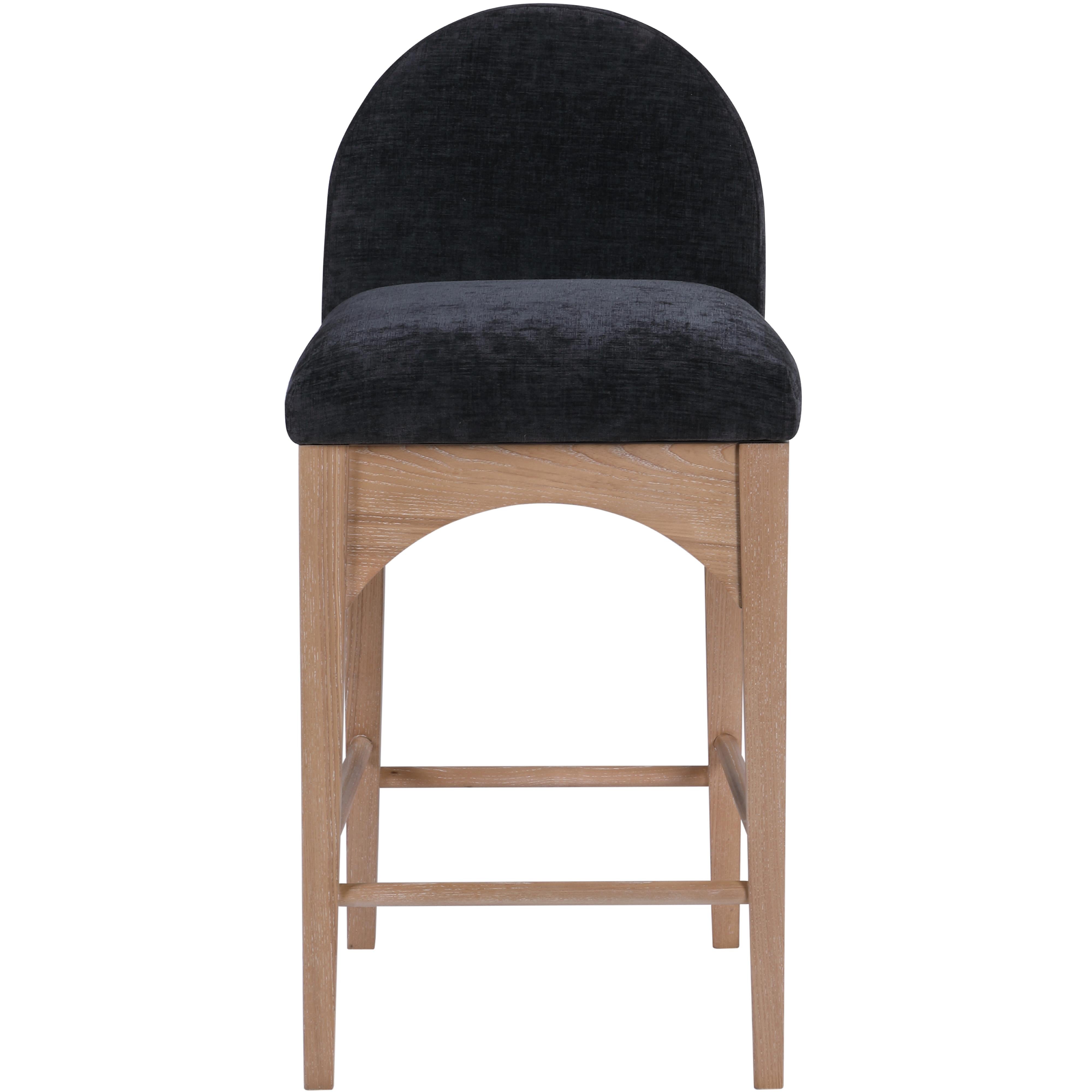 Meridian Waldorf Black Chenille Fabric Stool