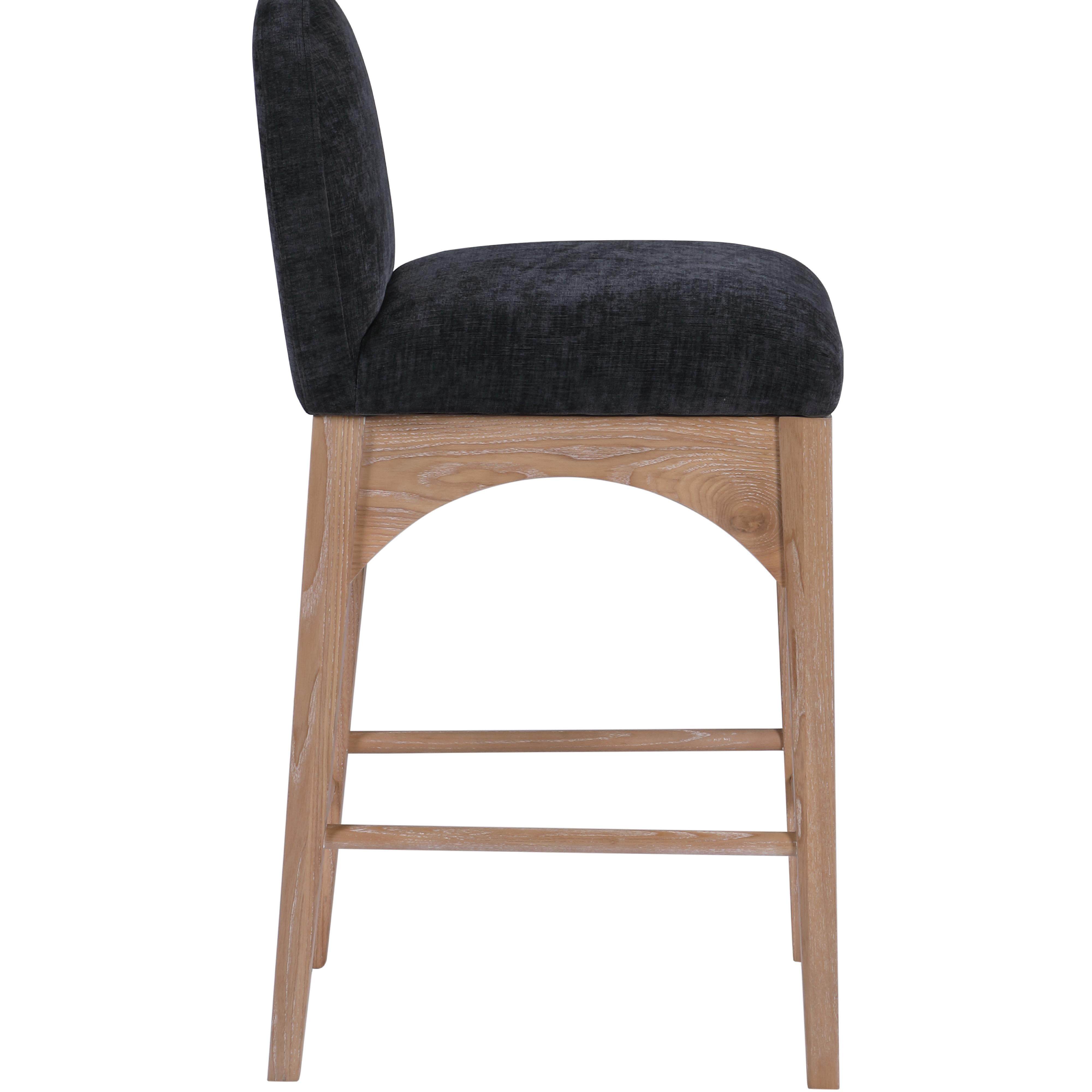 Meridian Waldorf Black Chenille Fabric Stool