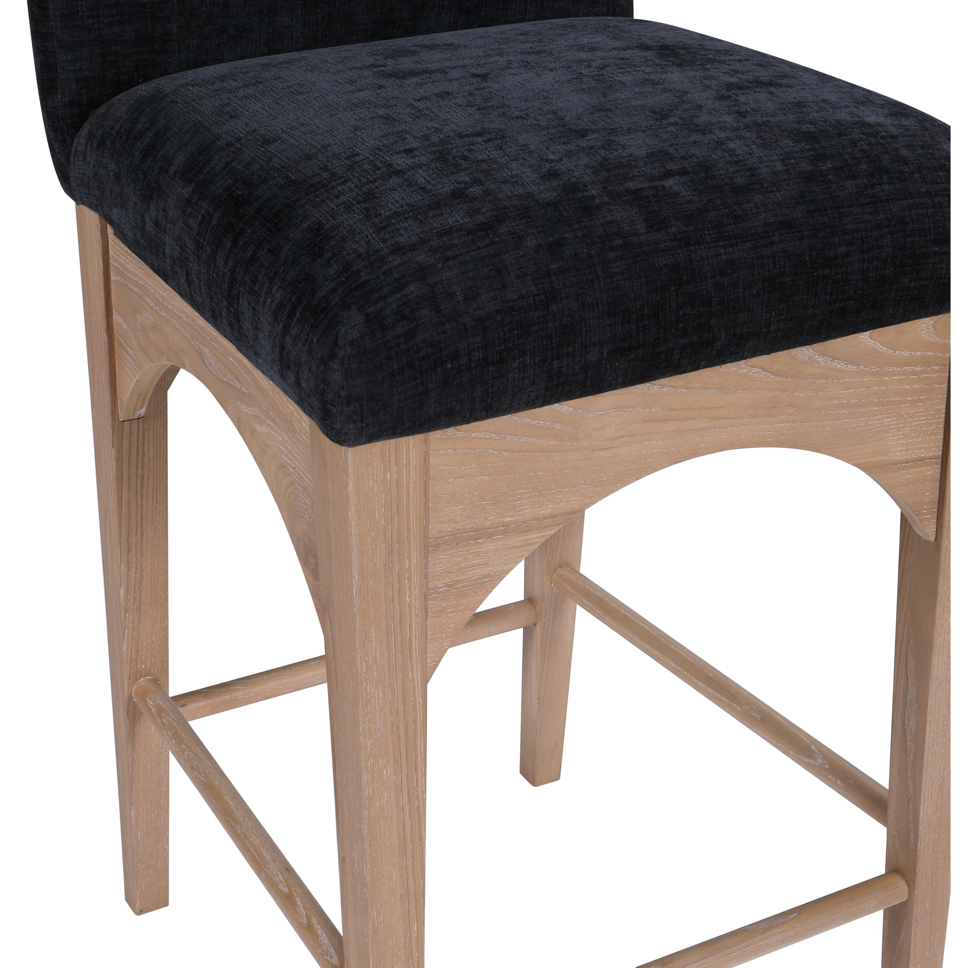 Meridian Waldorf Black Chenille Fabric Stool