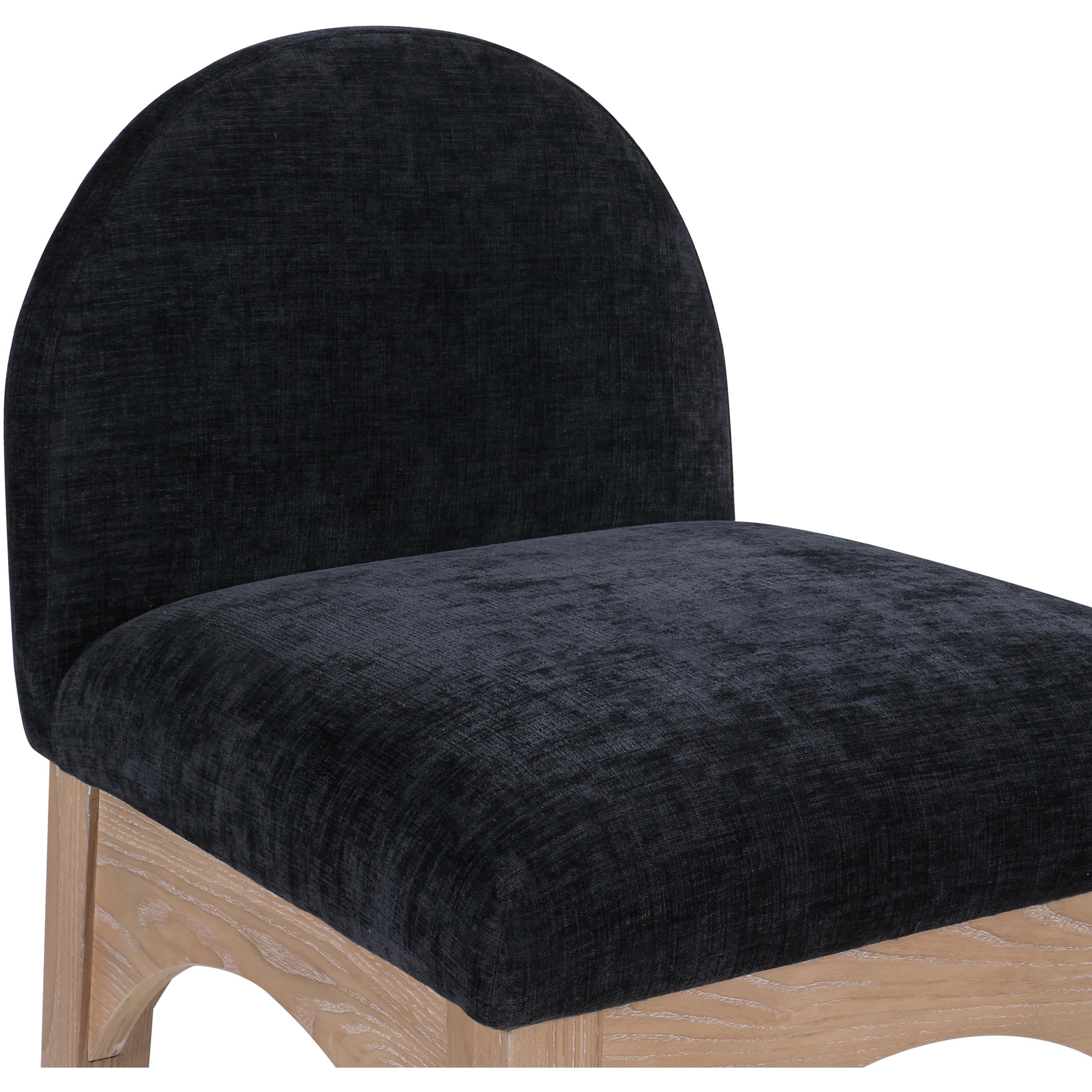 Meridian Waldorf Black Chenille Fabric Stool