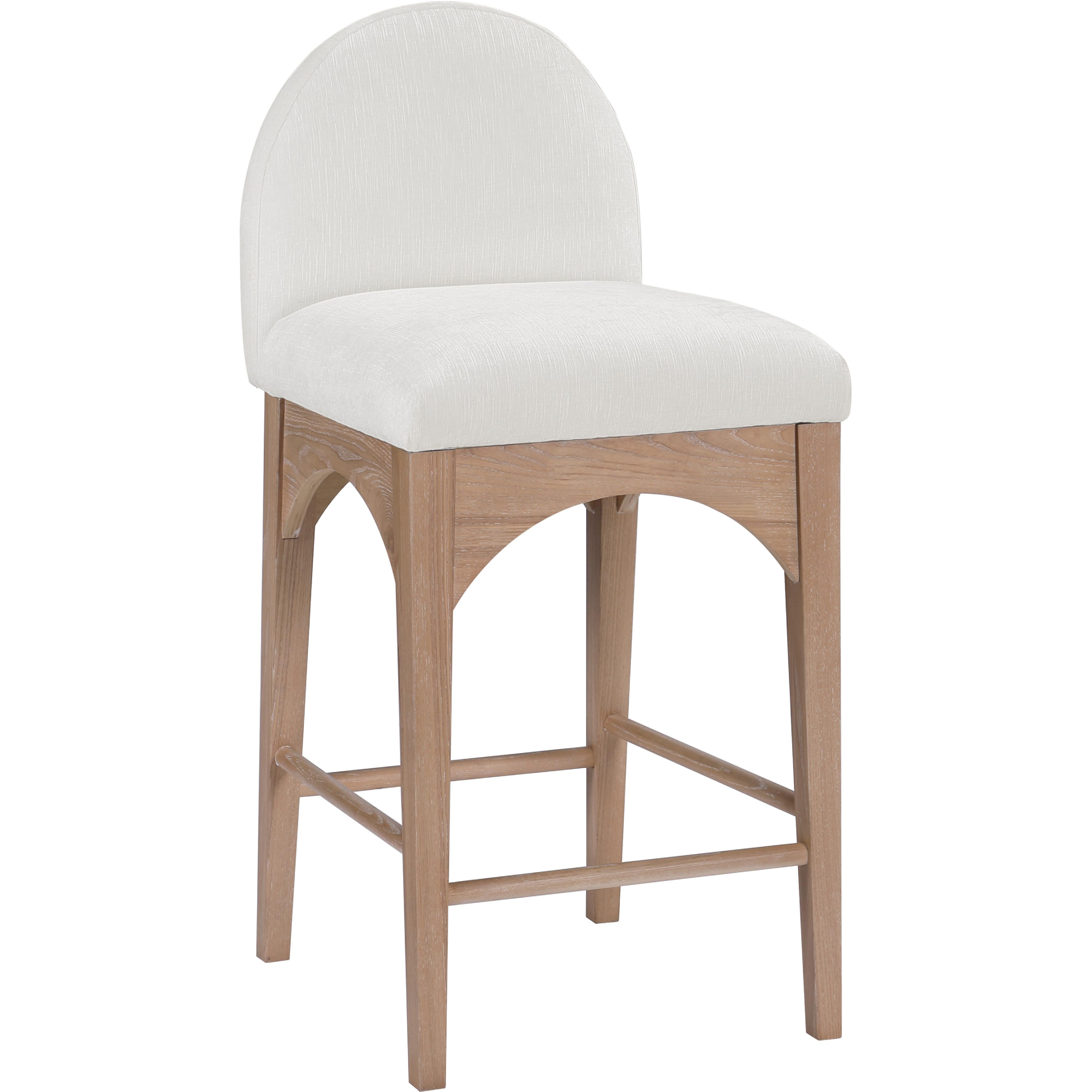 Meridian Waldorf Cream Chenille Fabric Stool