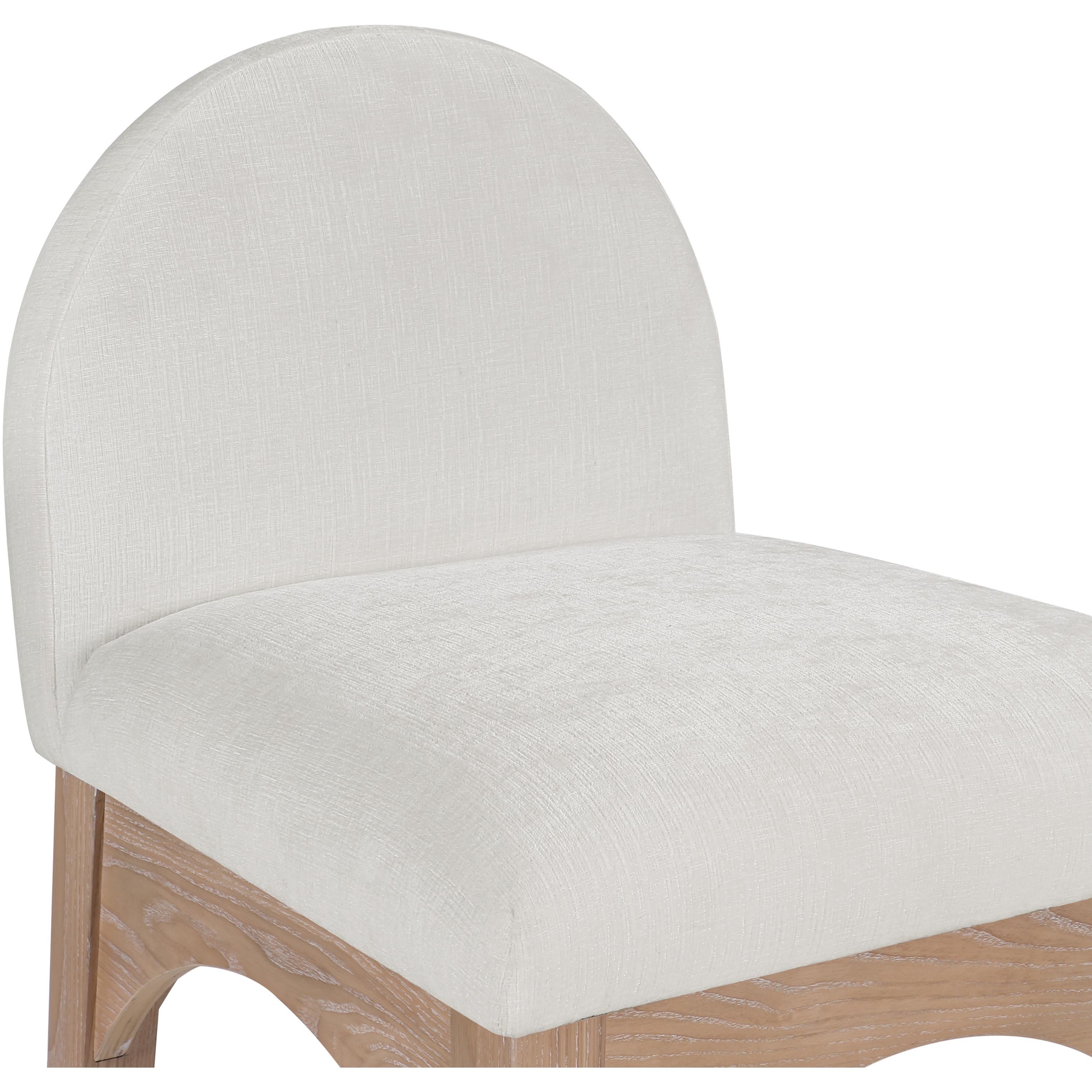 Meridian Waldorf Cream Chenille Fabric Stool