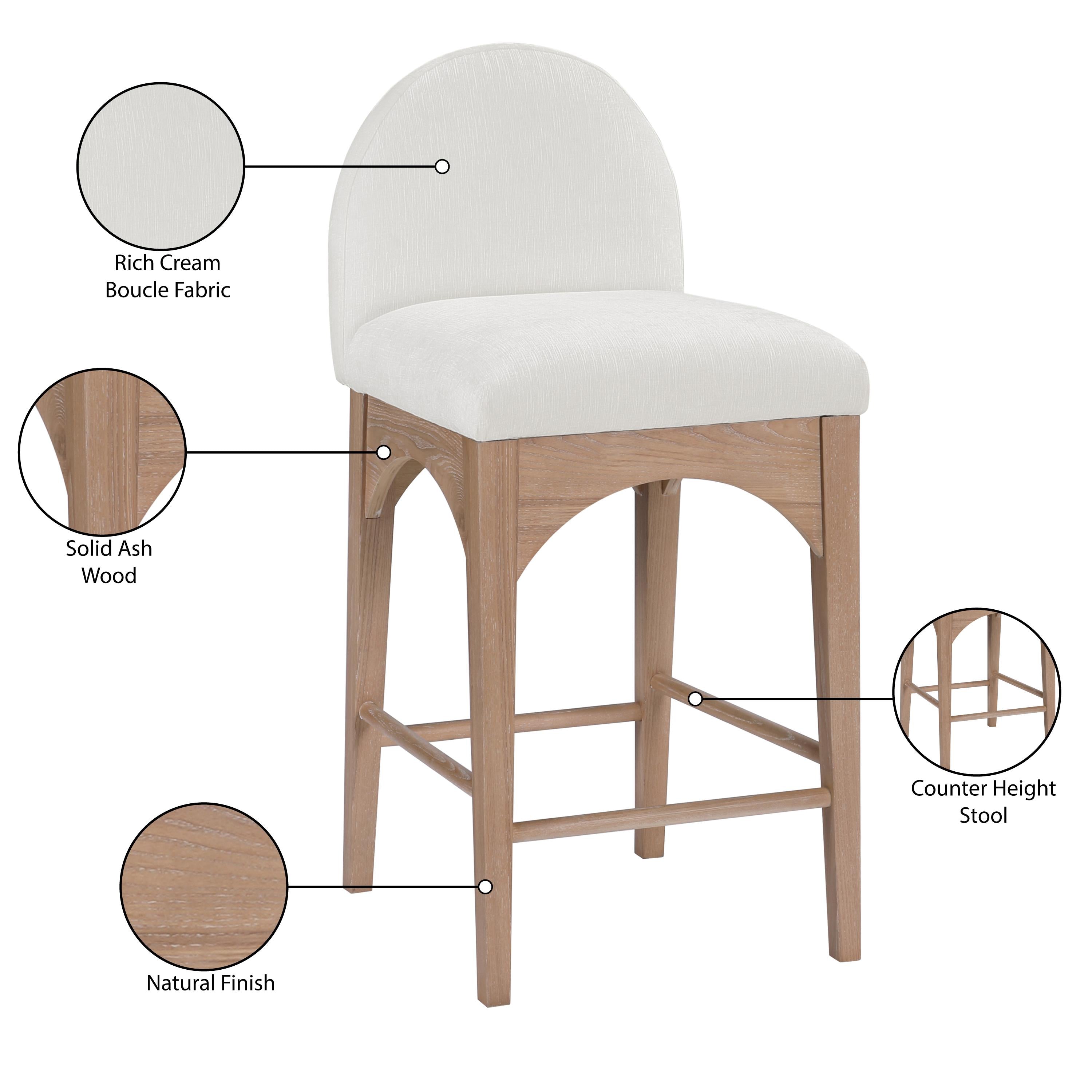 Meridian Waldorf Cream Chenille Fabric Stool