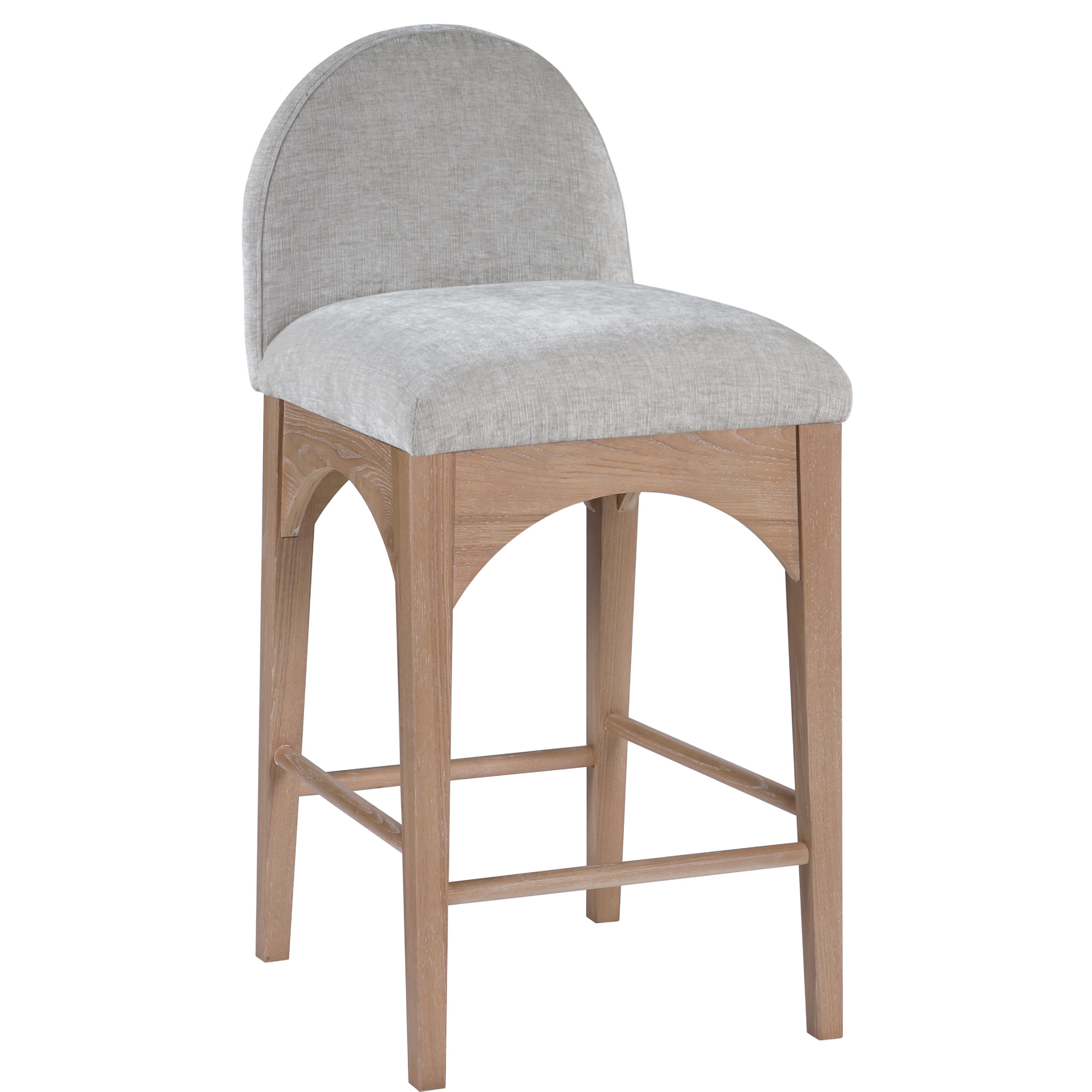 Meridian Waldorf Grey Chenille Fabric Stool