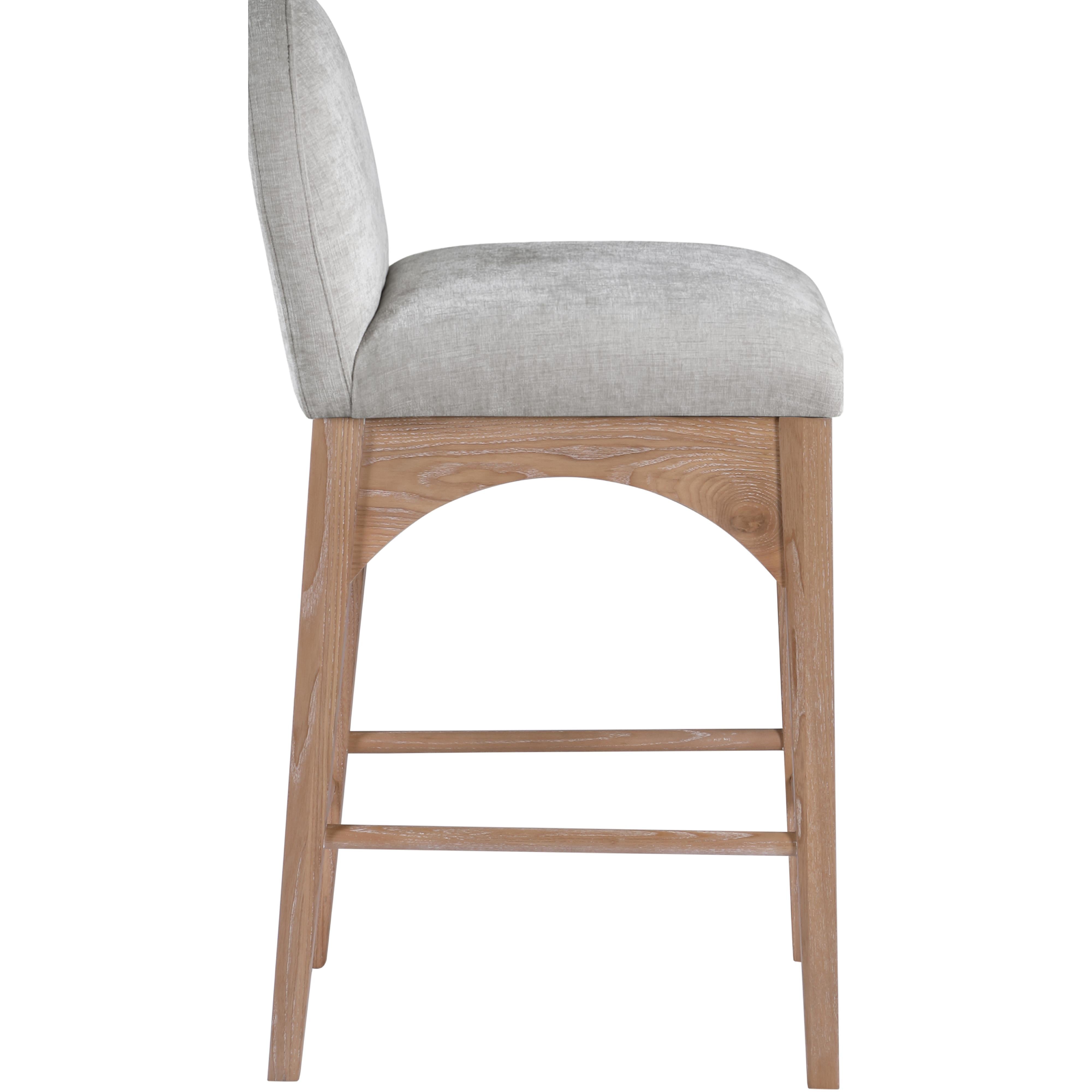 Meridian Waldorf Grey Chenille Fabric Stool