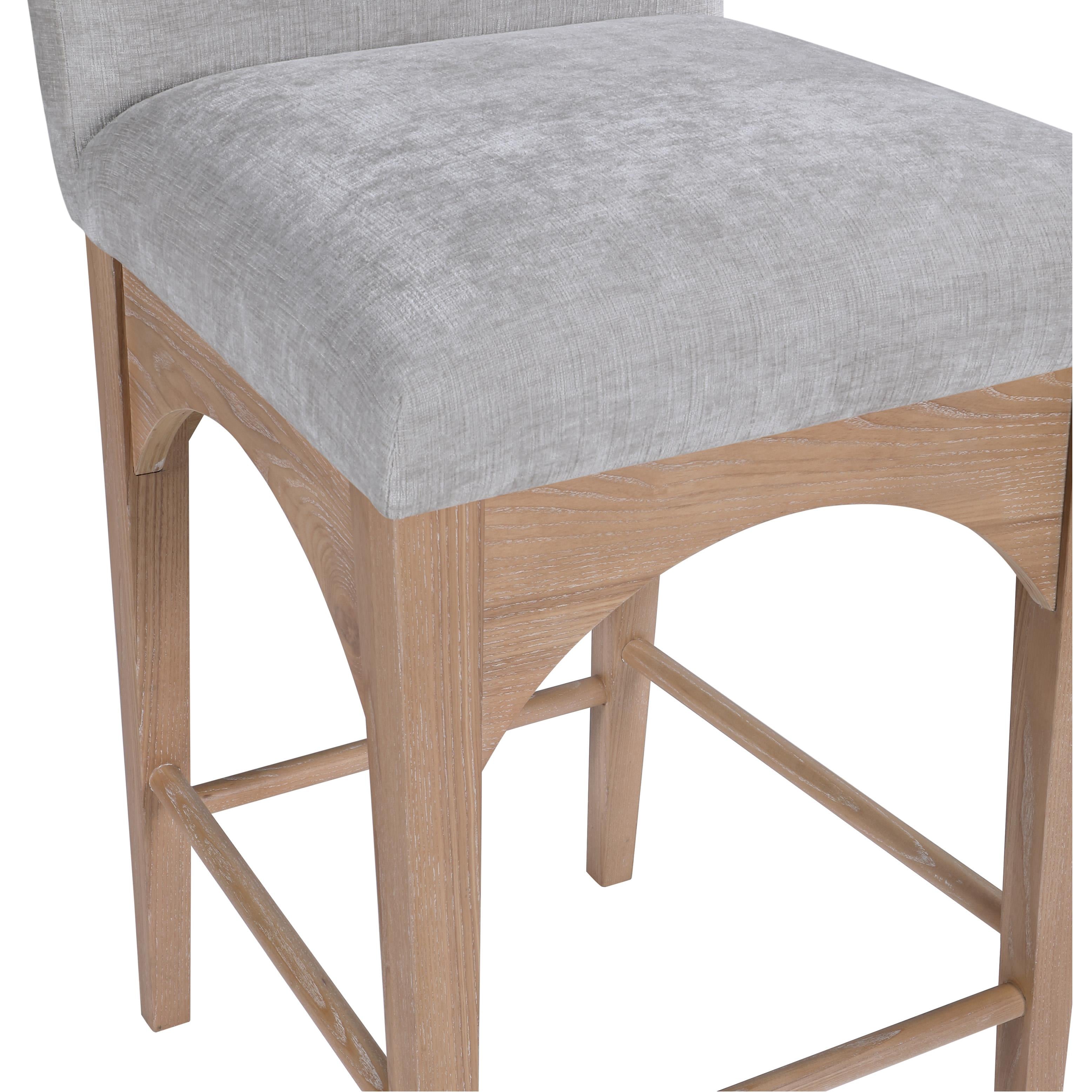 Meridian Waldorf Grey Chenille Fabric Stool