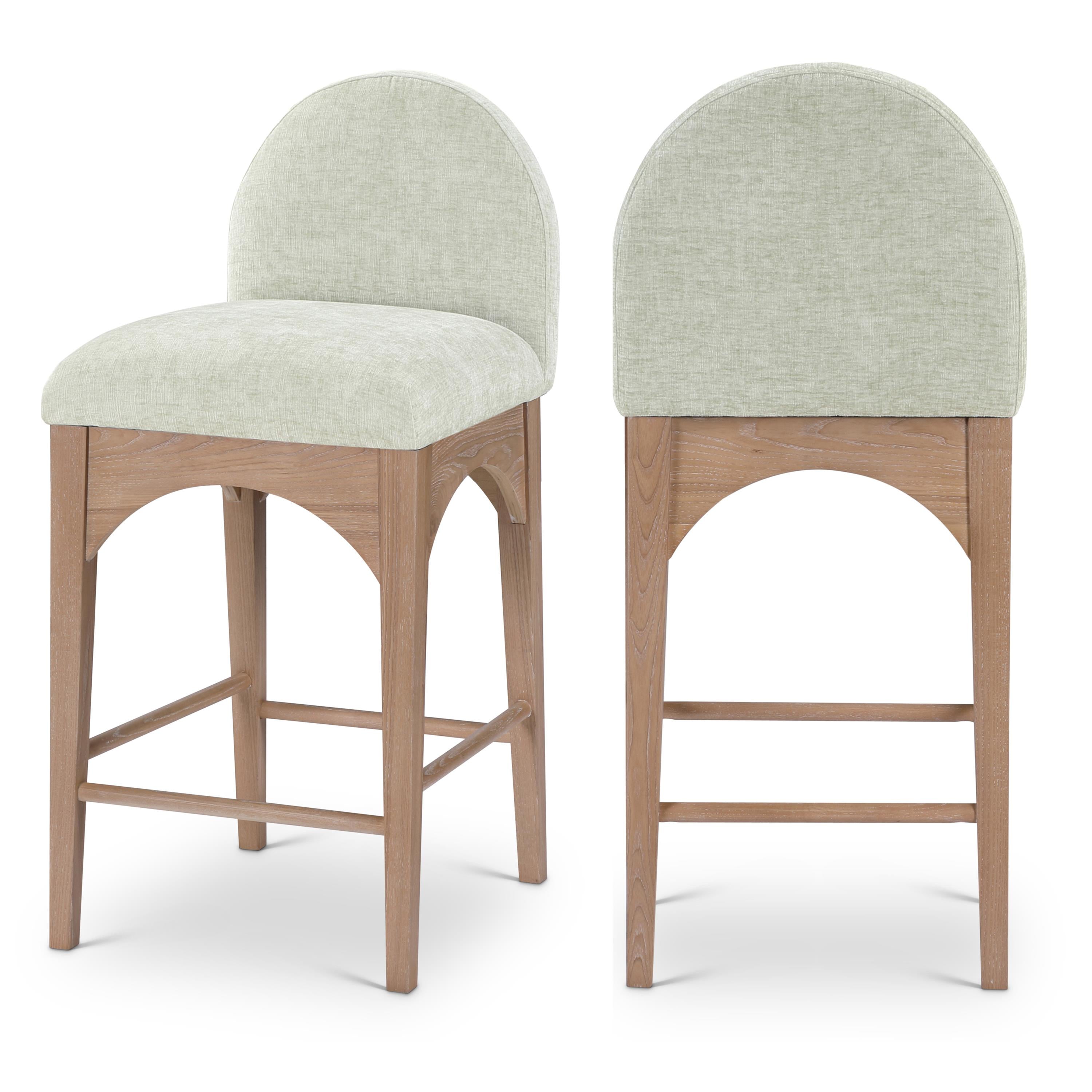 Meridian Waldorf Mint Chenille Fabric Stool