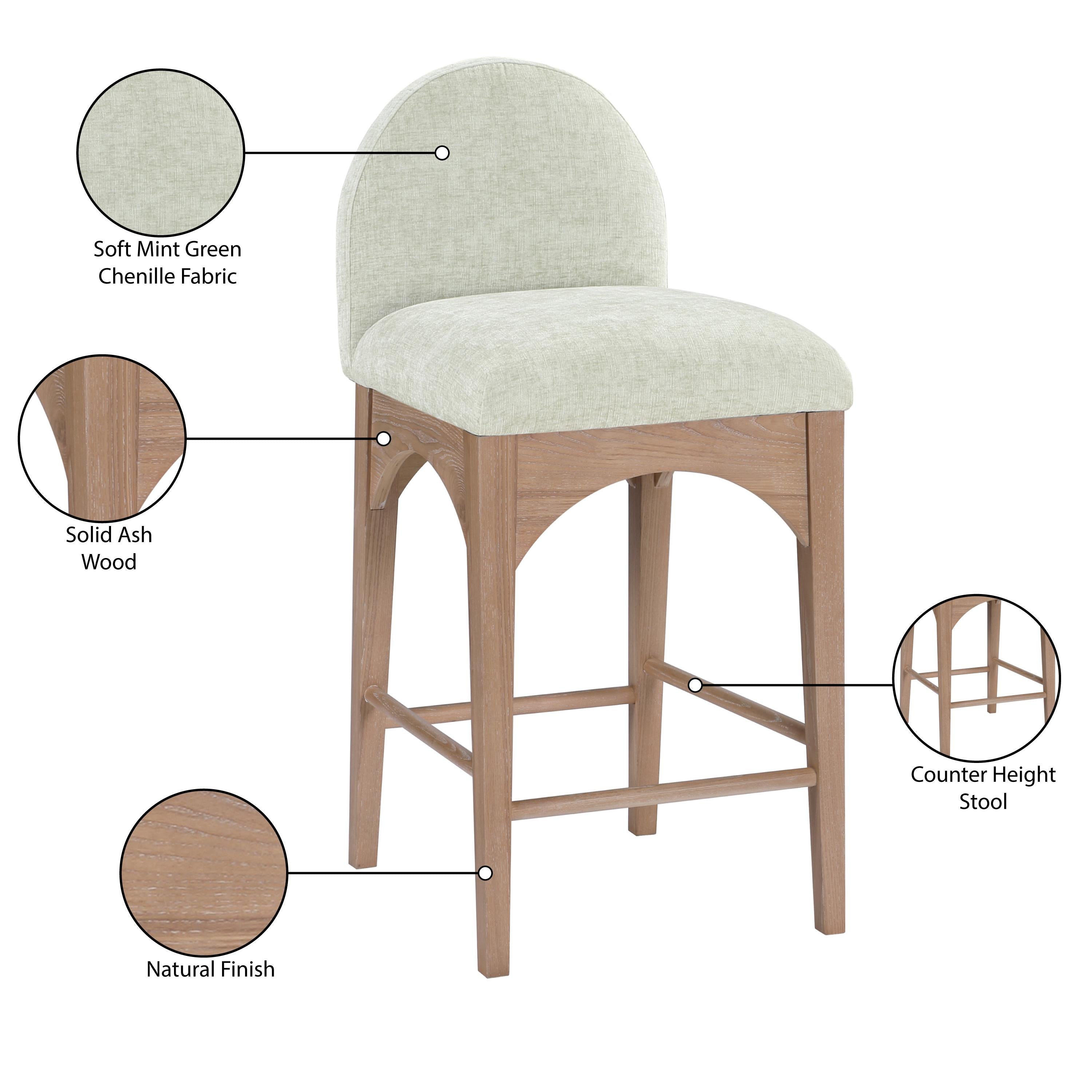 Meridian Waldorf Mint Chenille Fabric Stool