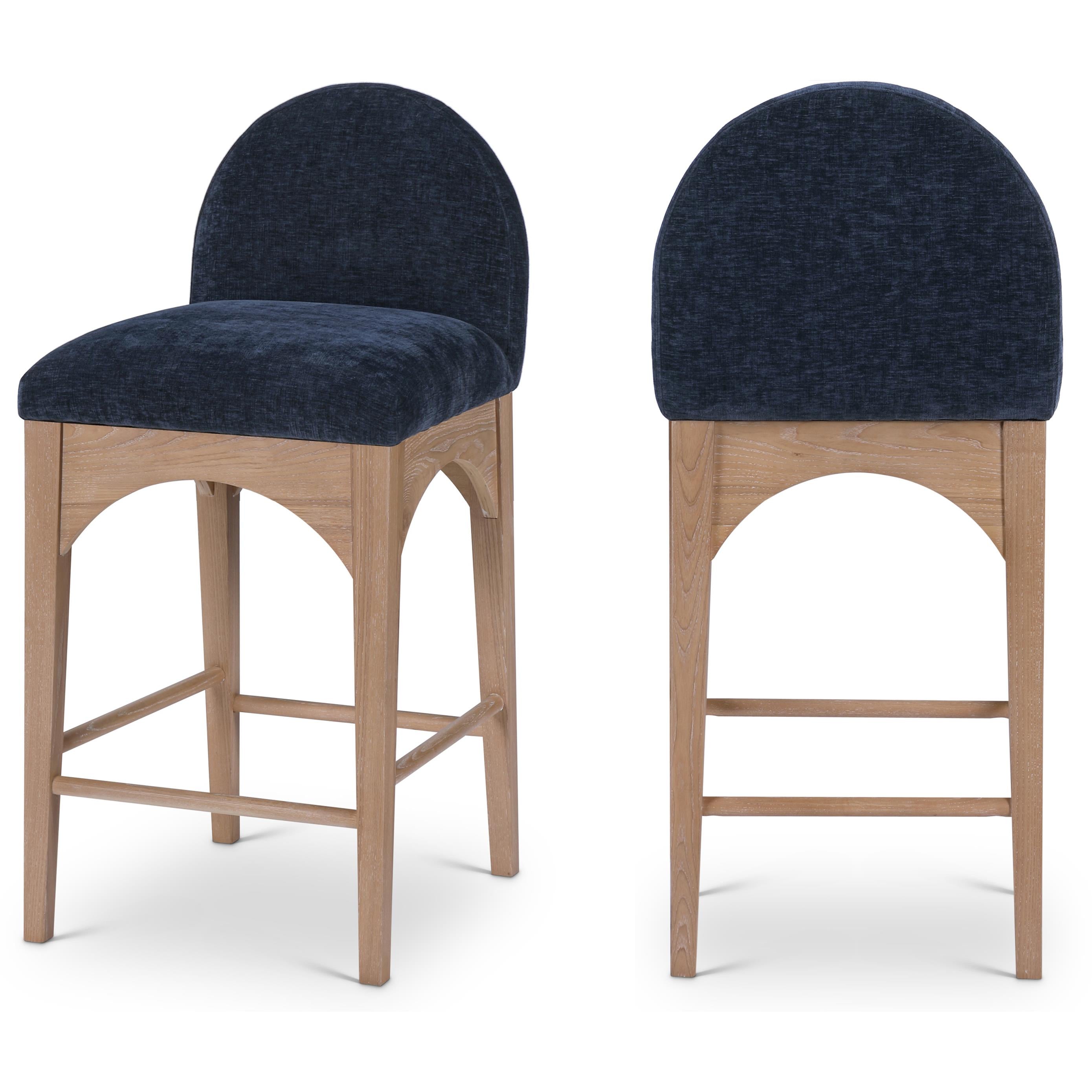 Meridian Waldorf Navy Chenille Fabric Stool