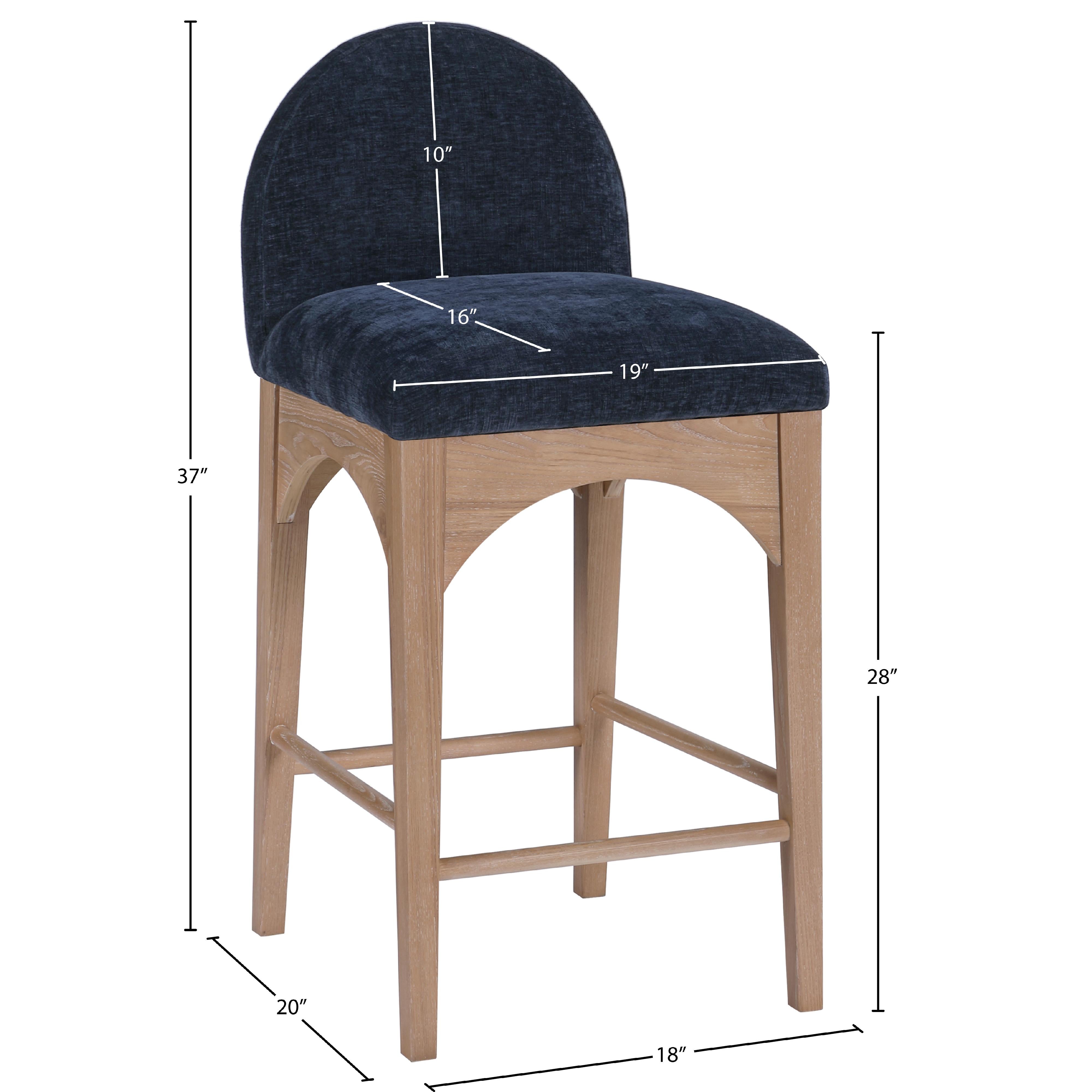 Meridian Waldorf Navy Chenille Fabric Stool