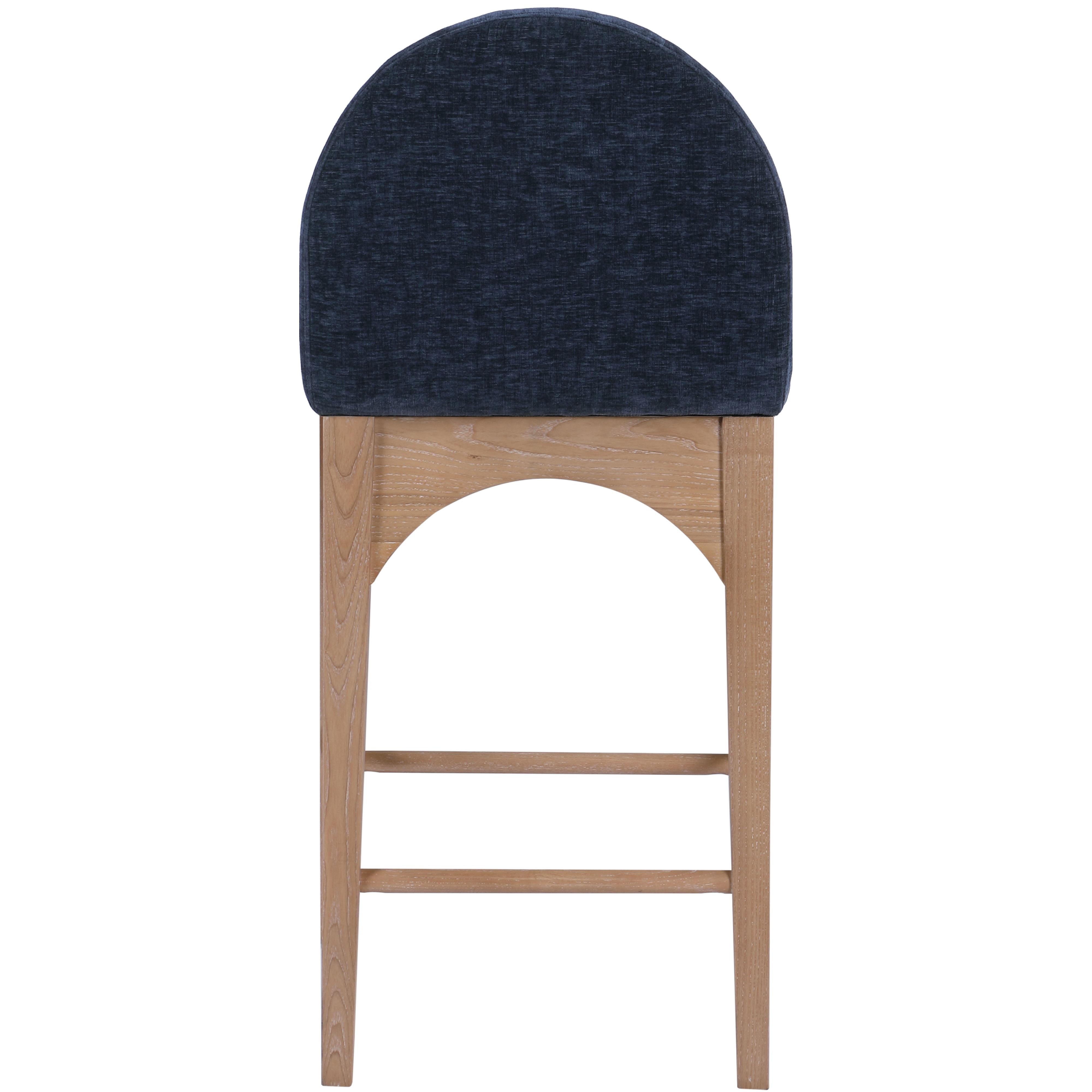 Meridian Waldorf Navy Chenille Fabric Stool